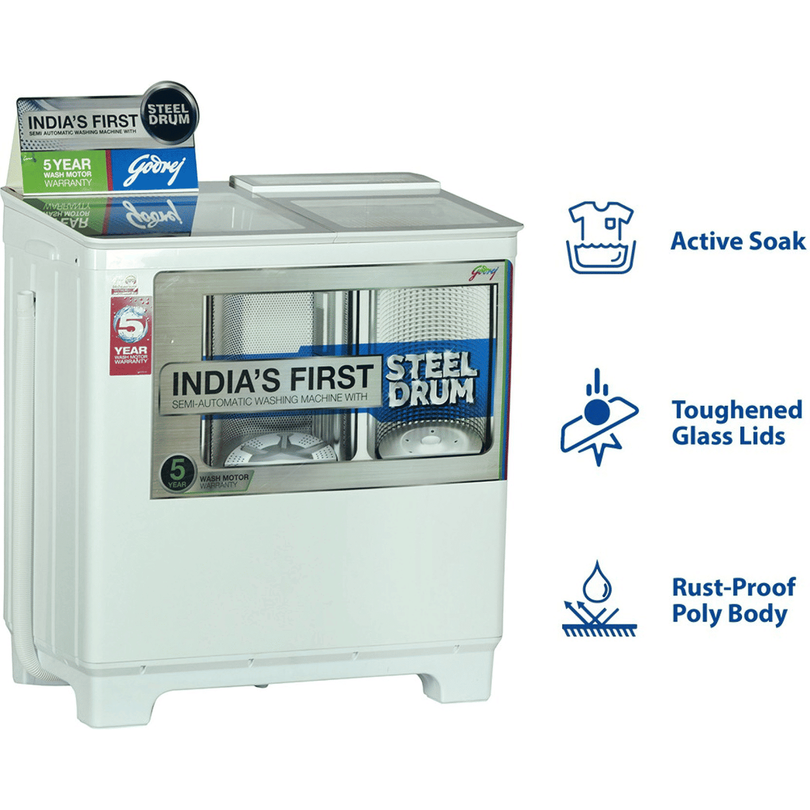 Godrej 8 kg Semi Automatic Washing Machine with Lint Filter (WS 800 PDS, Lilac Sprinkle)_10