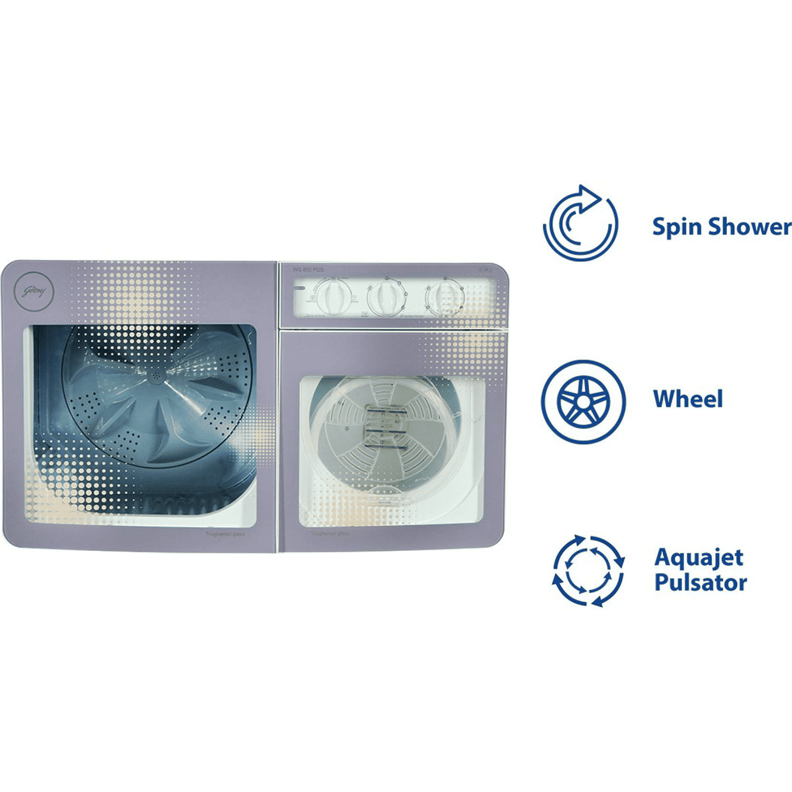 Godrej 8 kg Semi Automatic Washing Machine with Lint Filter (WS 800 PDS, Lilac Sprinkle)_11