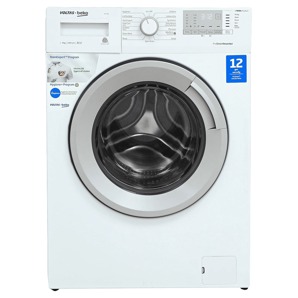 Voltas Beko 7 kg Inverter Fully Automatic Front Load Washing Machine (WFL70W, In-Built Heater, White)_1