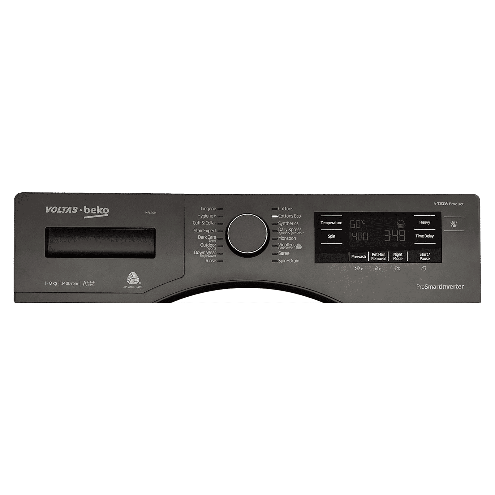 Voltas Beko 8 kg Inverter Fully Automatic Front Load Washing Machine (WFL80M, In-Built Heater, Manhattan Grey) Voltas Beko 8 kg Inverter Fully Automatic Front Load Washing Machine (WFL80M, In-Built Heater, Manhattan Grey)_3