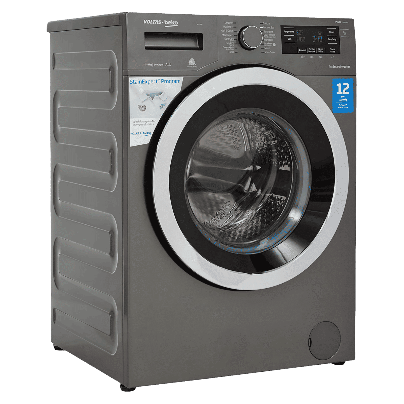 Voltas Beko 8 kg Inverter Fully Automatic Front Load Washing Machine (WFL80M, In-Built Heater, Manhattan Grey) Voltas Beko 8 kg Inverter Fully Automatic Front Load Washing Machine (WFL80M, In-Built Heater, Manhattan Grey)_4