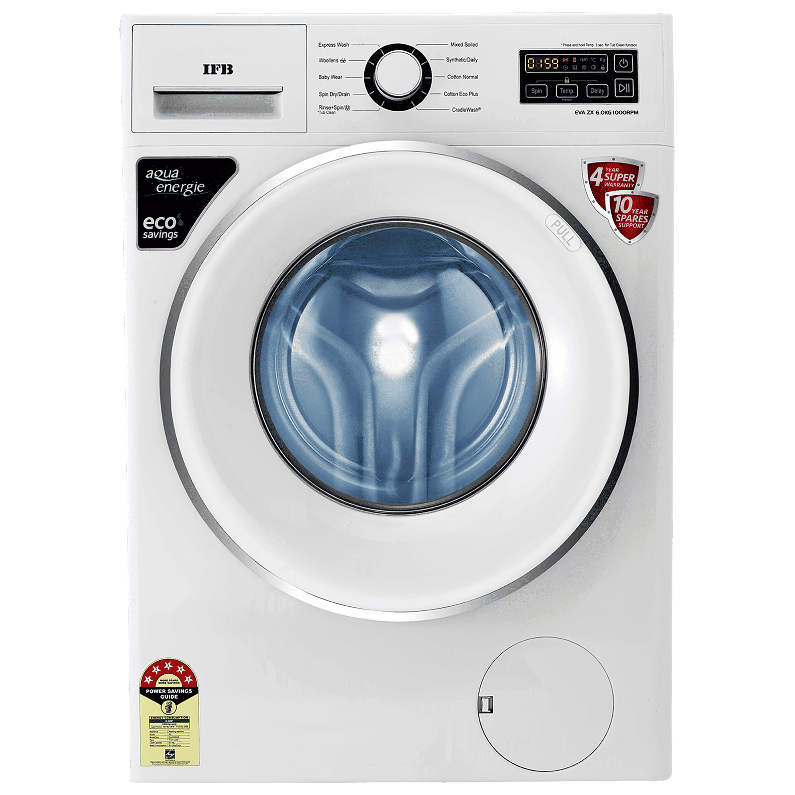 IFB 6 kg 5 Star Fully Automatic Front Load Washing Machine (EVA ZX, Auto Foam Control System, White)_1