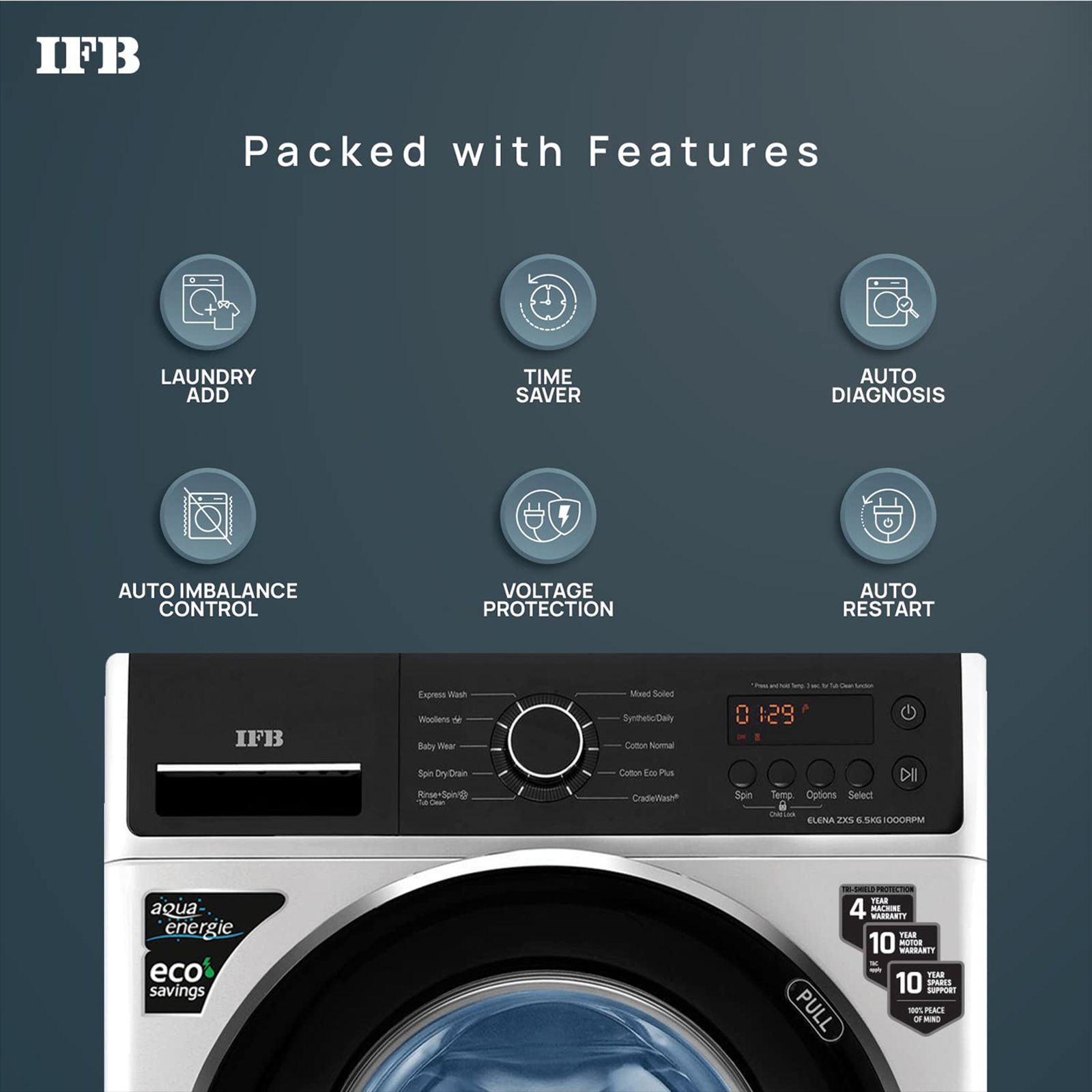 IFB 6.5 kg 5 Star Fully Automatic Front Load Washing Machine (Elena ZXS, In-Built Heater, Silver)_15