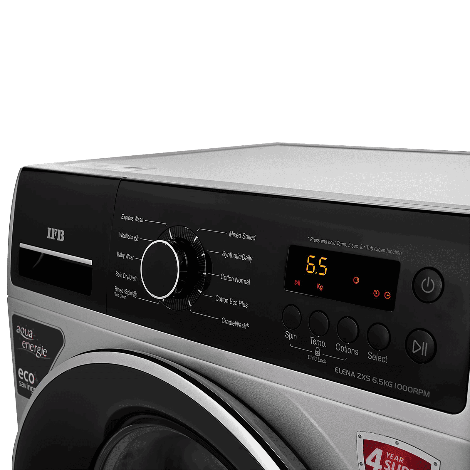 IFB 6.5 kg 5 Star Fully Automatic Front Load Washing Machine (Elena ZXS, In-Built Heater, Silver)_4