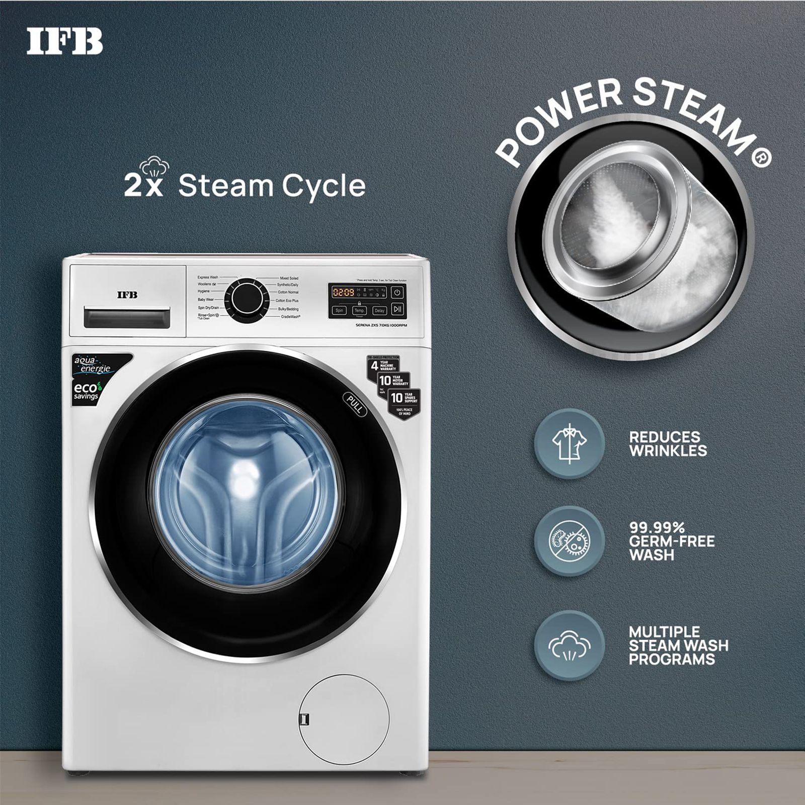 IFB 7 kg 5 Star Fully Automatic Front Load Washing Machine (Serena ZXS, Aqua Energie, Silver)_12