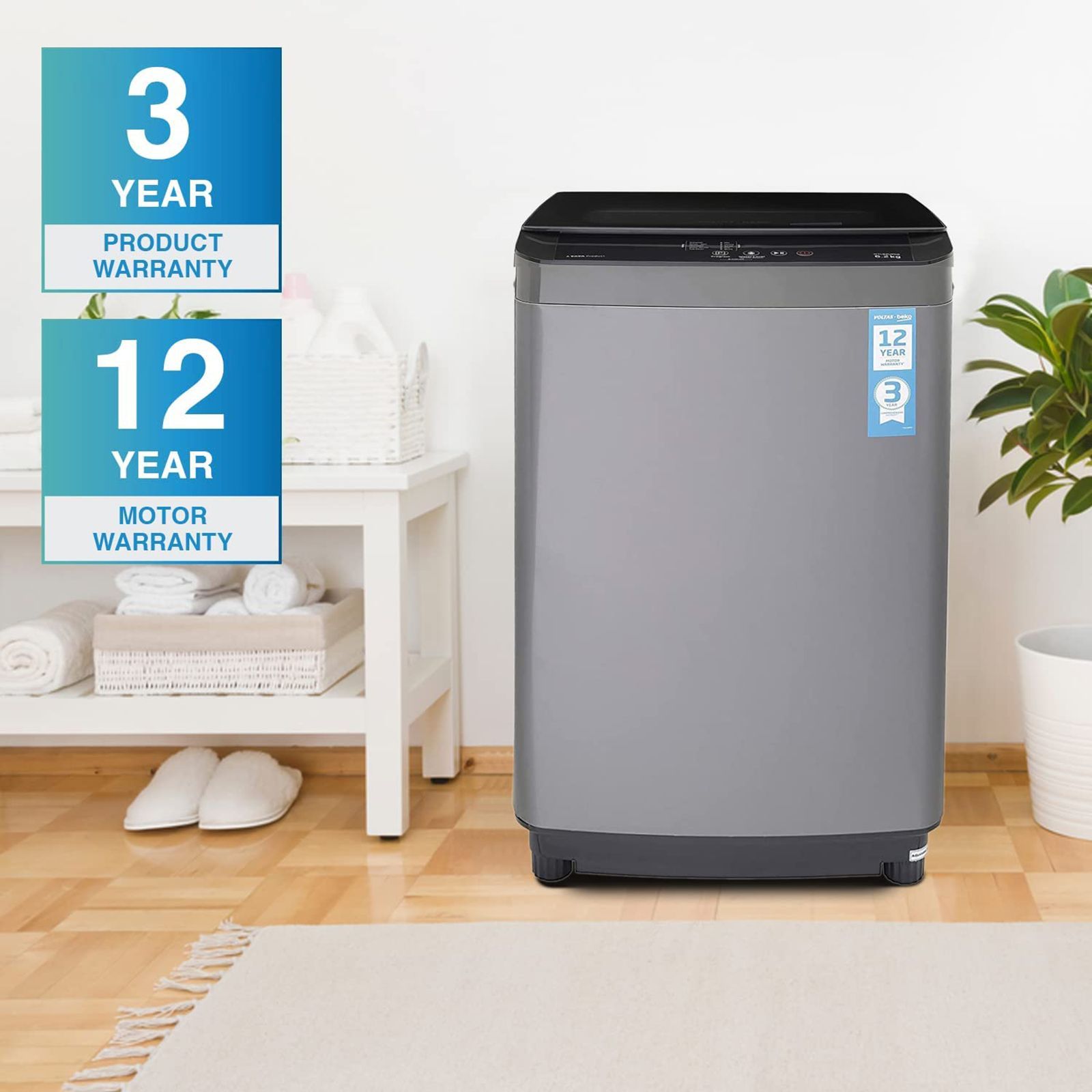 Voltas Beko 7 kg 5 Star Fully Automatic Top Load Washing Machine (WTL70UPGB, Lint Filter, Grey)_11