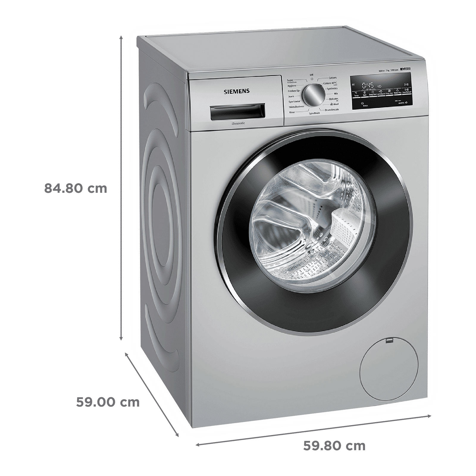 SIEMENS 7 kg 5 Star Inverter Fully Automatic Front Load Washing Machine (iQ300, WM12J46SIN, Wave Drum, Platinum Silver)_3