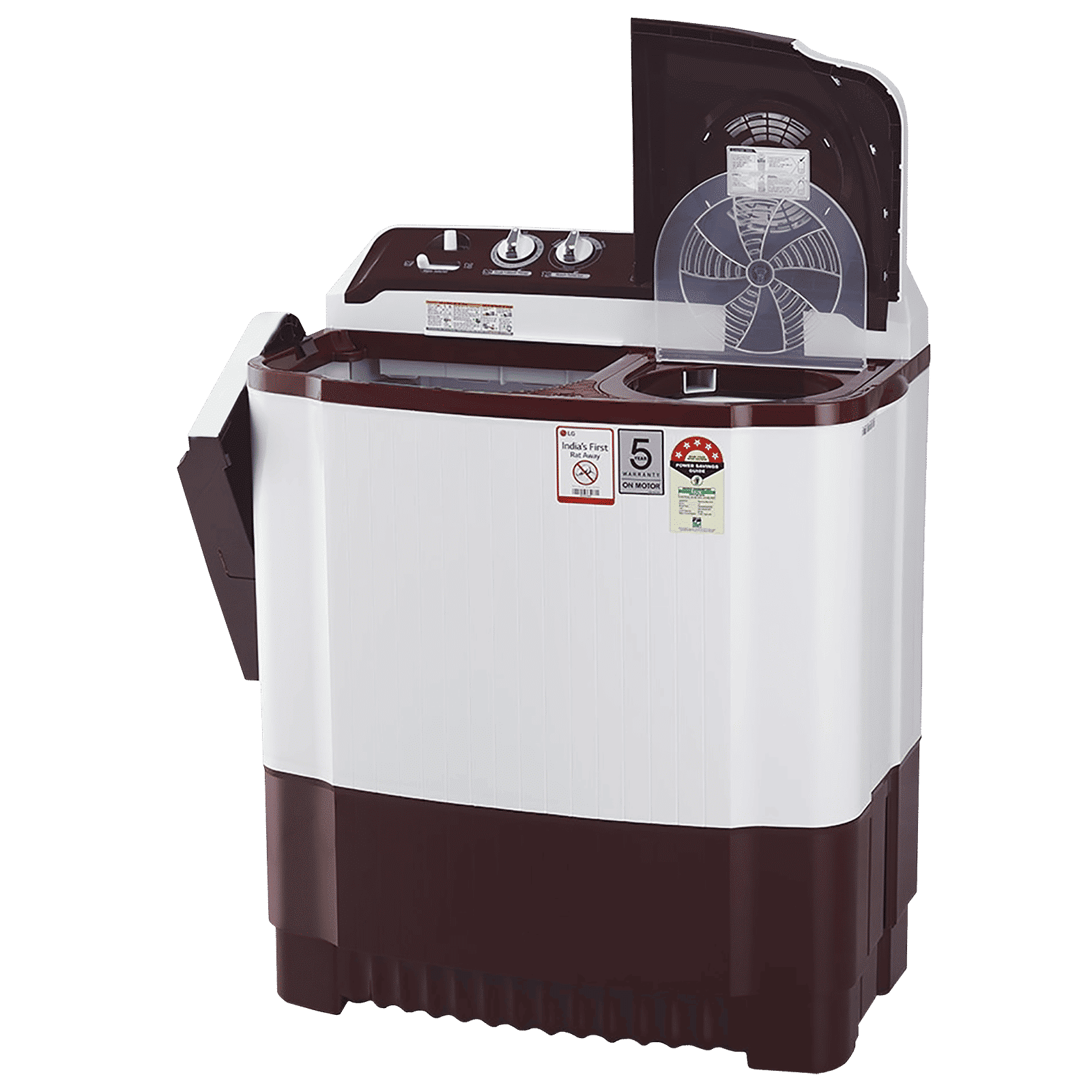 LG 8 kg 5 Star Semi Automatic Washing Machine with Lint Filter (P8030SRAZ.ABGQEIL, Burgundy)_13