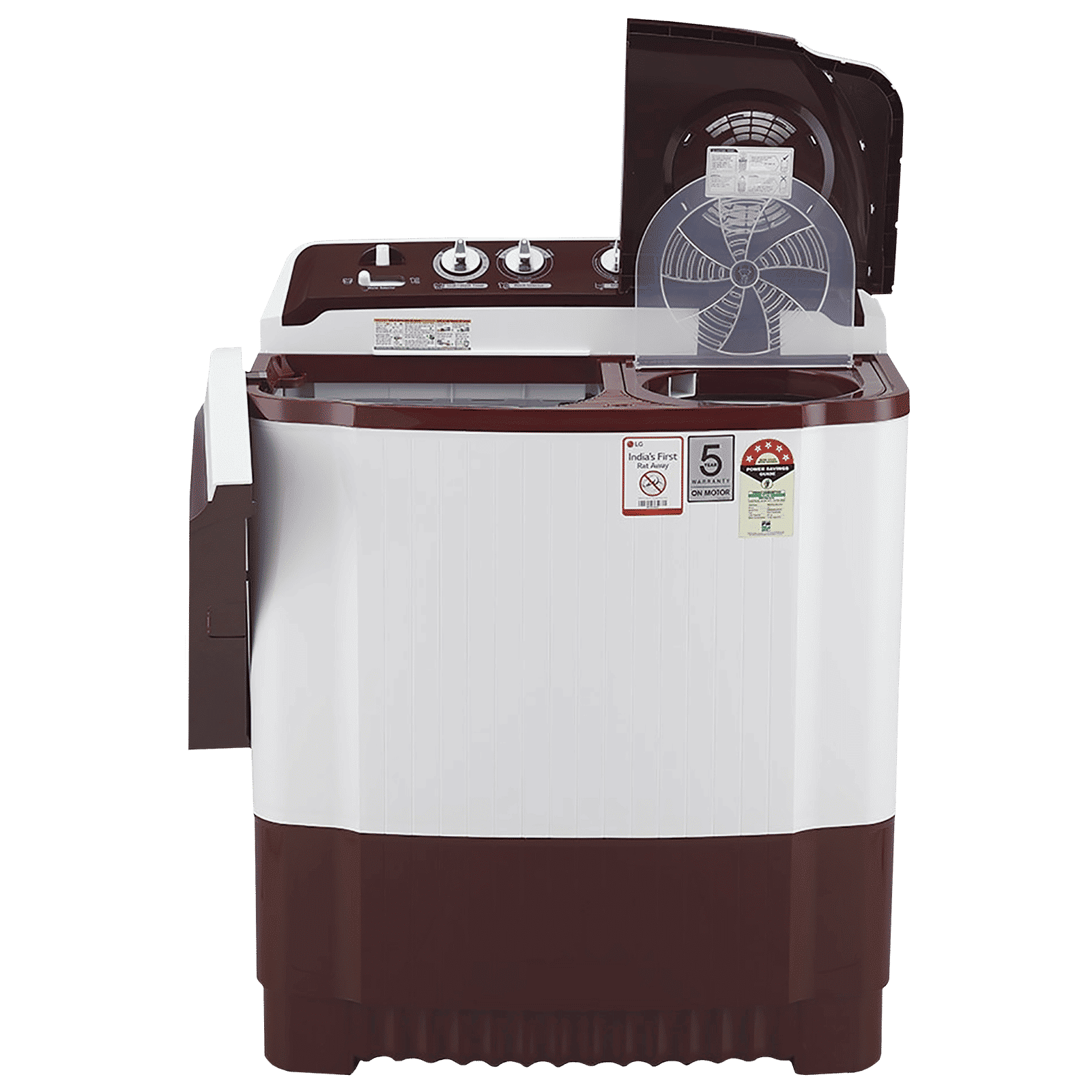 LG 8 kg 5 Star Semi Automatic Washing Machine with Lint Filter (P8030SRAZ.ABGQEIL, Burgundy)_14