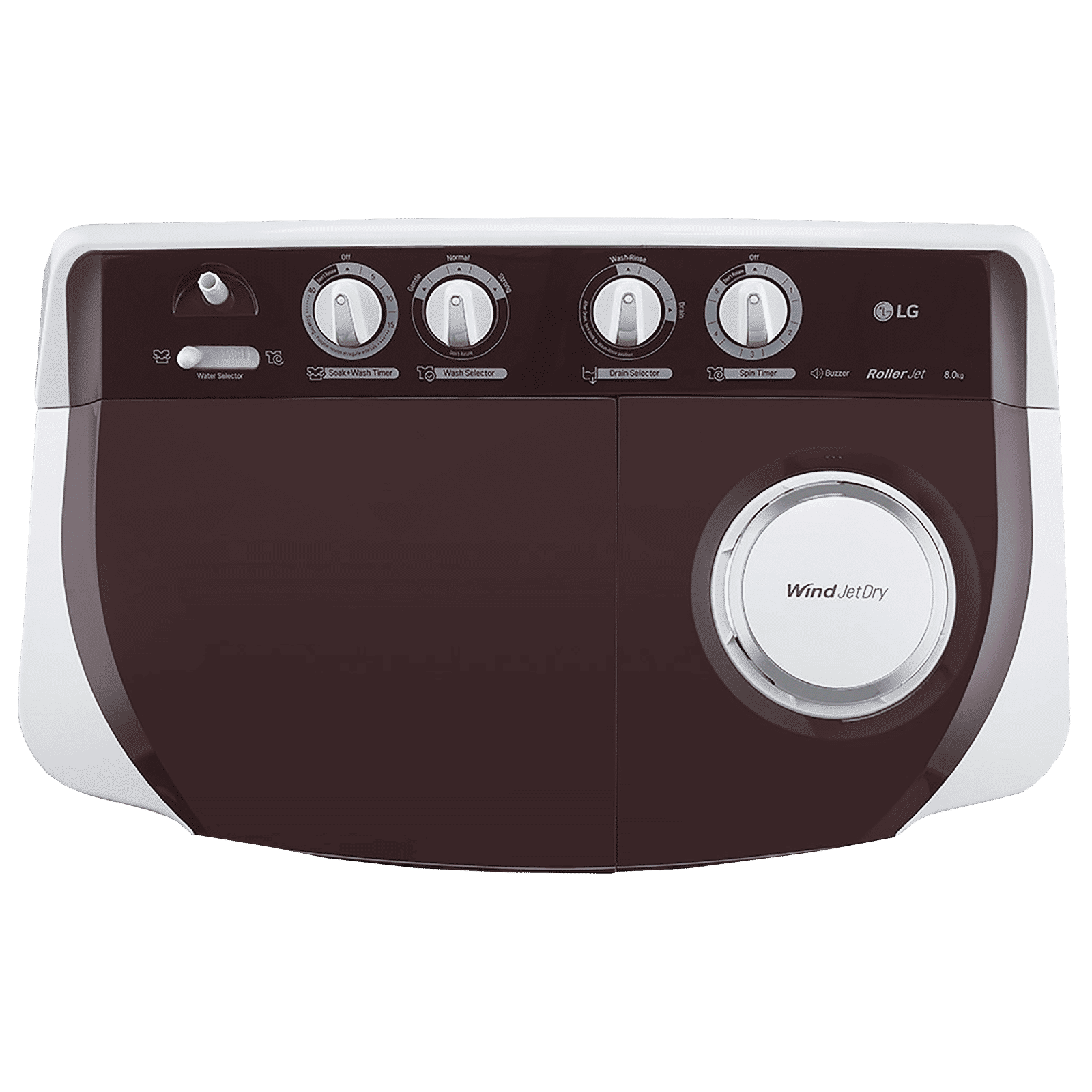 LG 8 kg 5 Star Semi Automatic Washing Machine with Lint Filter (P8030SRAZ.ABGQEIL, Burgundy)_4