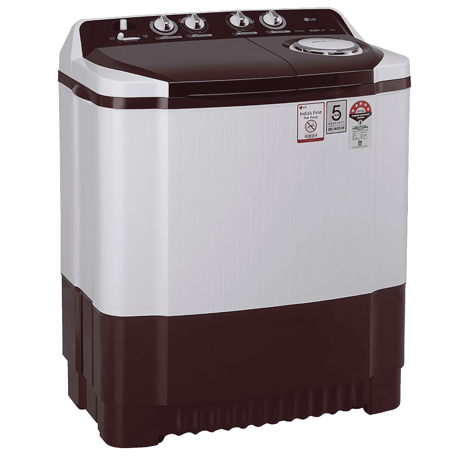 LG 8 kg 5 Star Semi Automatic Washing Machine with Lint Filter (P8030SRAZ.ABGQEIL, Burgundy)_5