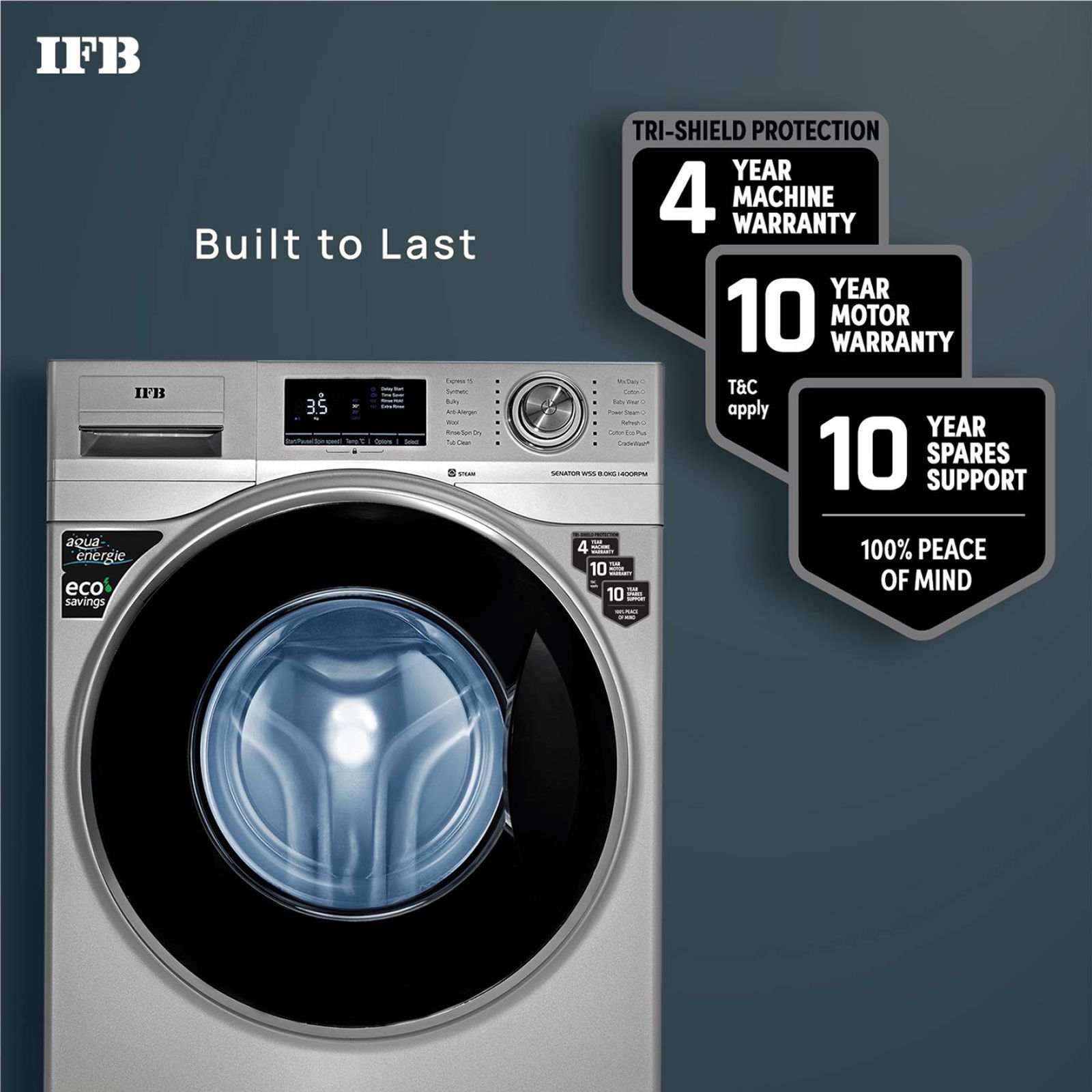 IFB 8 kg 5 Star Fully Automatic Front Load Washing Machine (Senator WSS STEAM, Steam Wash Technology, Silver)_16