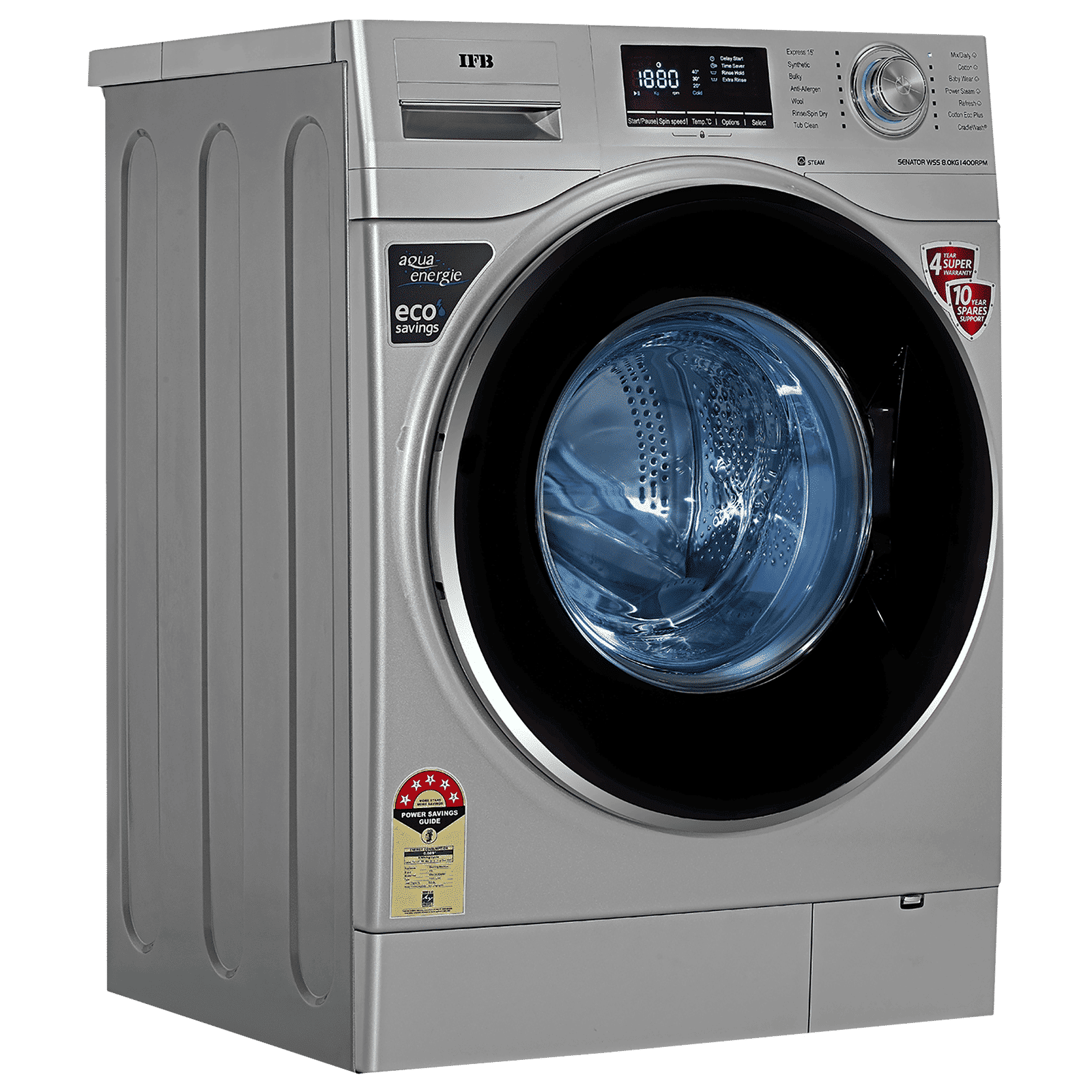 IFB 8 kg 5 Star Fully Automatic Front Load Washing Machine (Senator WSS STEAM, Steam Wash Technology, Silver)_5