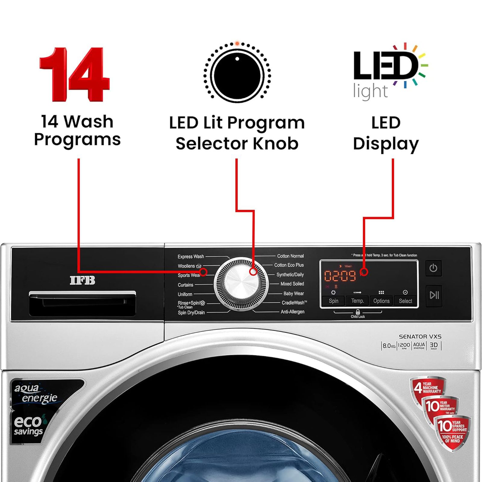 IFB 8 kg 5 Star Fully Automatic Front Load Washing Machine (Senator VXS 0812, Aqua Energie, Silver)_17