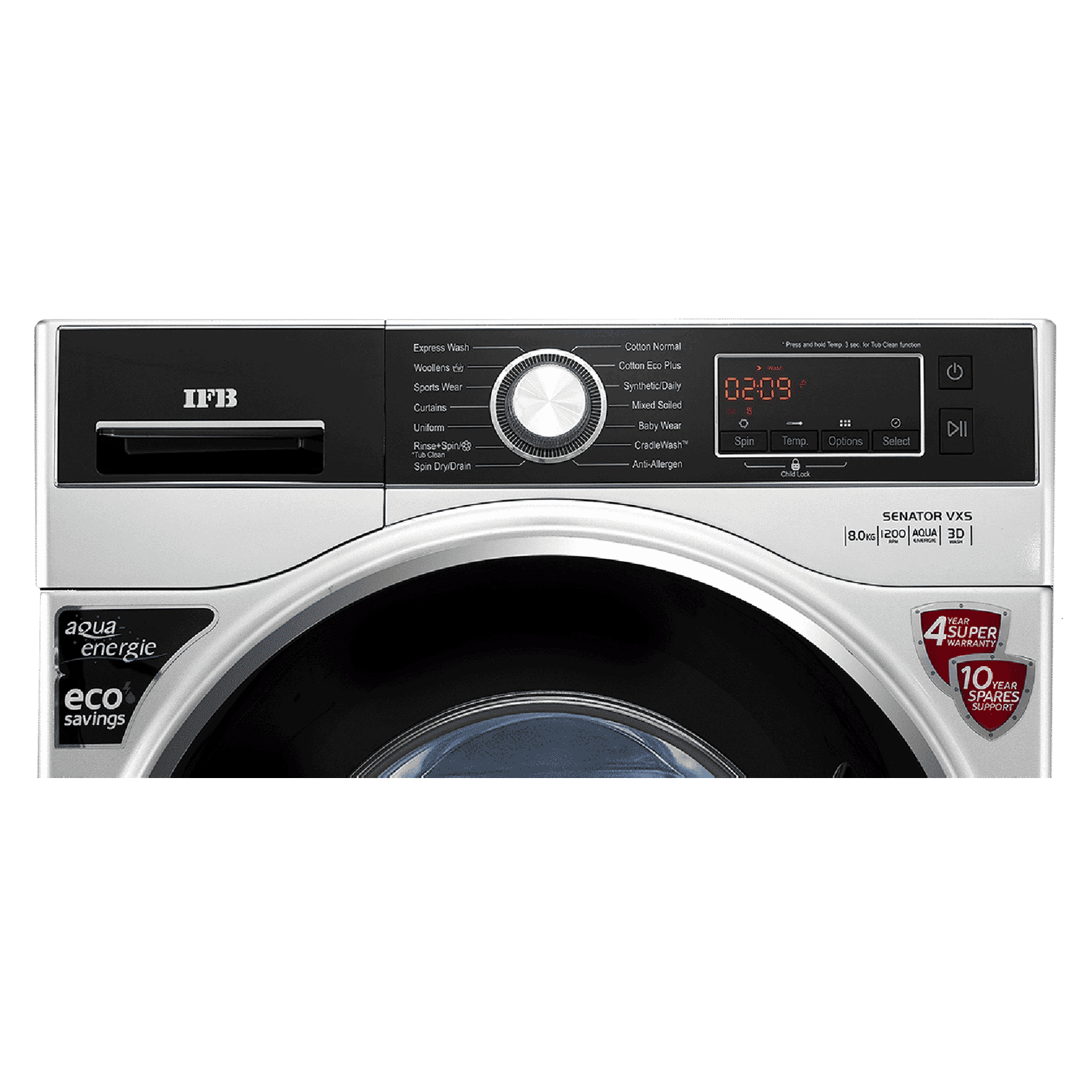 IFB 8 kg 5 Star Fully Automatic Front Load Washing Machine (Senator VXS 0812, Aqua Energie, Silver)_4