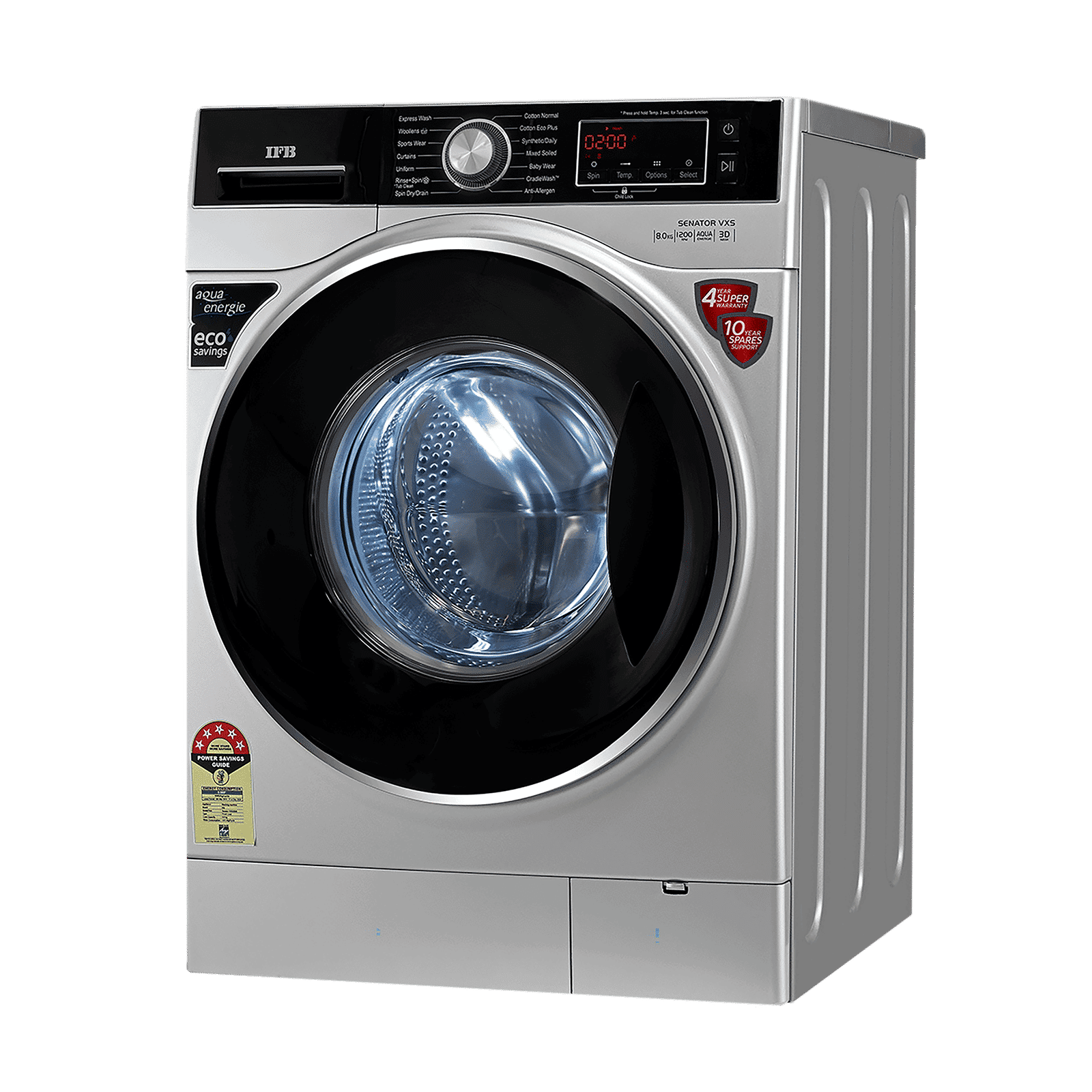 IFB 8 kg 5 Star Fully Automatic Front Load Washing Machine (Senator VXS 0812, Aqua Energie, Silver)_6