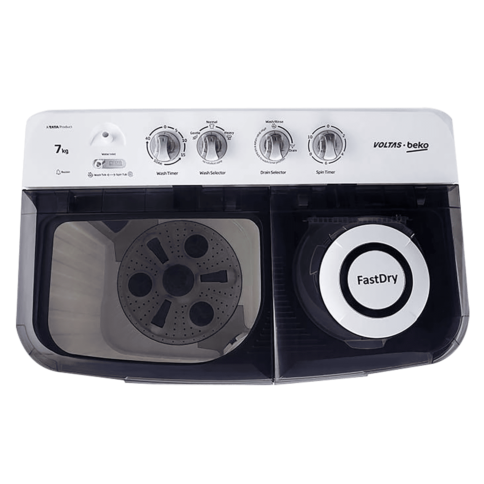 VOLTAS beko 7 kg 5 Star Semi Automatic Washing Machine with IPX4 Control Panel (WTT70DGRT, Grey)_4