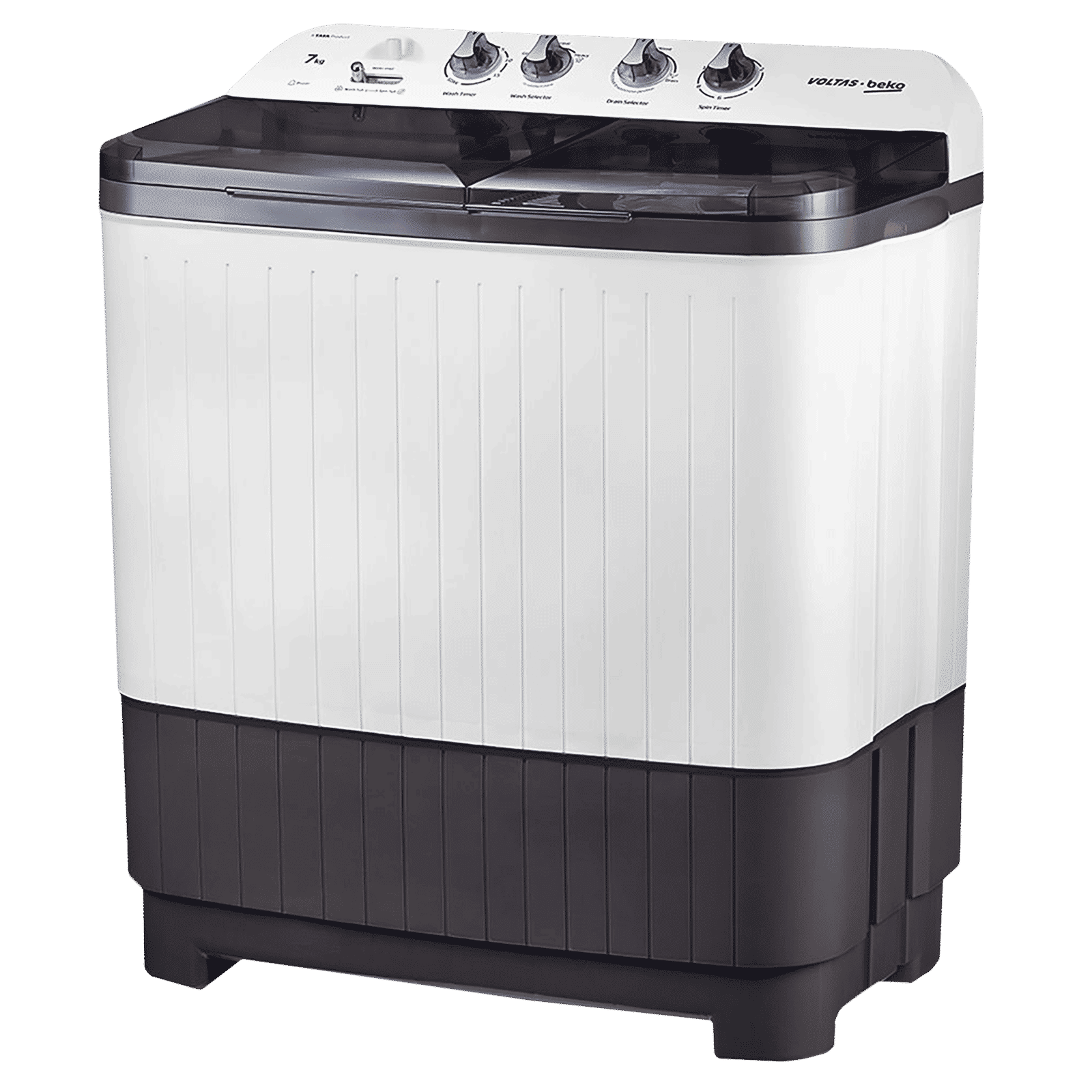 VOLTAS beko 7 kg 5 Star Semi Automatic Washing Machine with IPX4 Control Panel (WTT70DGRT, Grey)_6