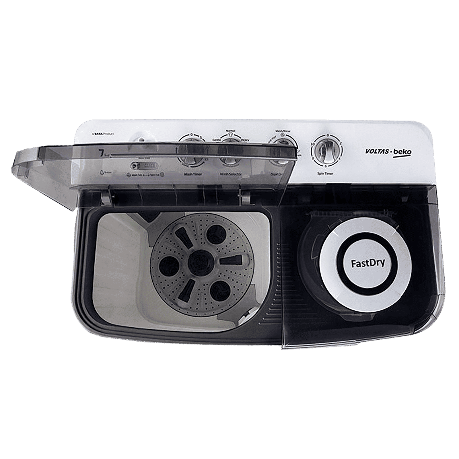 VOLTAS beko 7 kg 5 Star Semi Automatic Washing Machine with IPX4 Control Panel (WTT70DGRT, Grey)_7