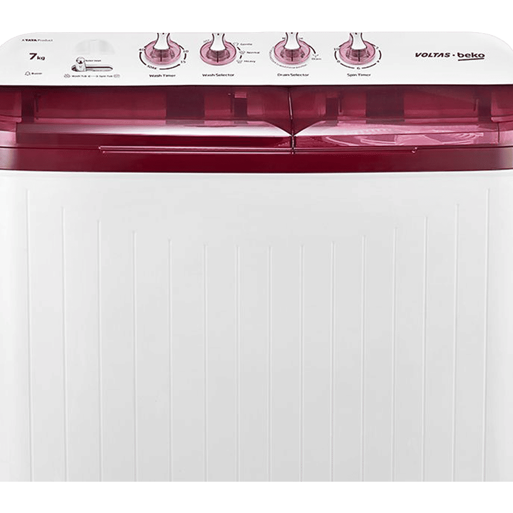 VOLTAS beko 7 kg 5 Star Semi Automatic Washing Machine with IPX4 Control Panel (WTT70DBRT, Burgundy)_9