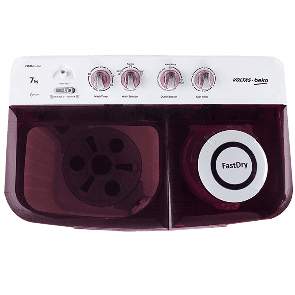 VOLTAS beko 7 kg 5 Star Semi Automatic Washing Machine with IPX4 Control Panel (WTT70DBRT, Burgundy)_4