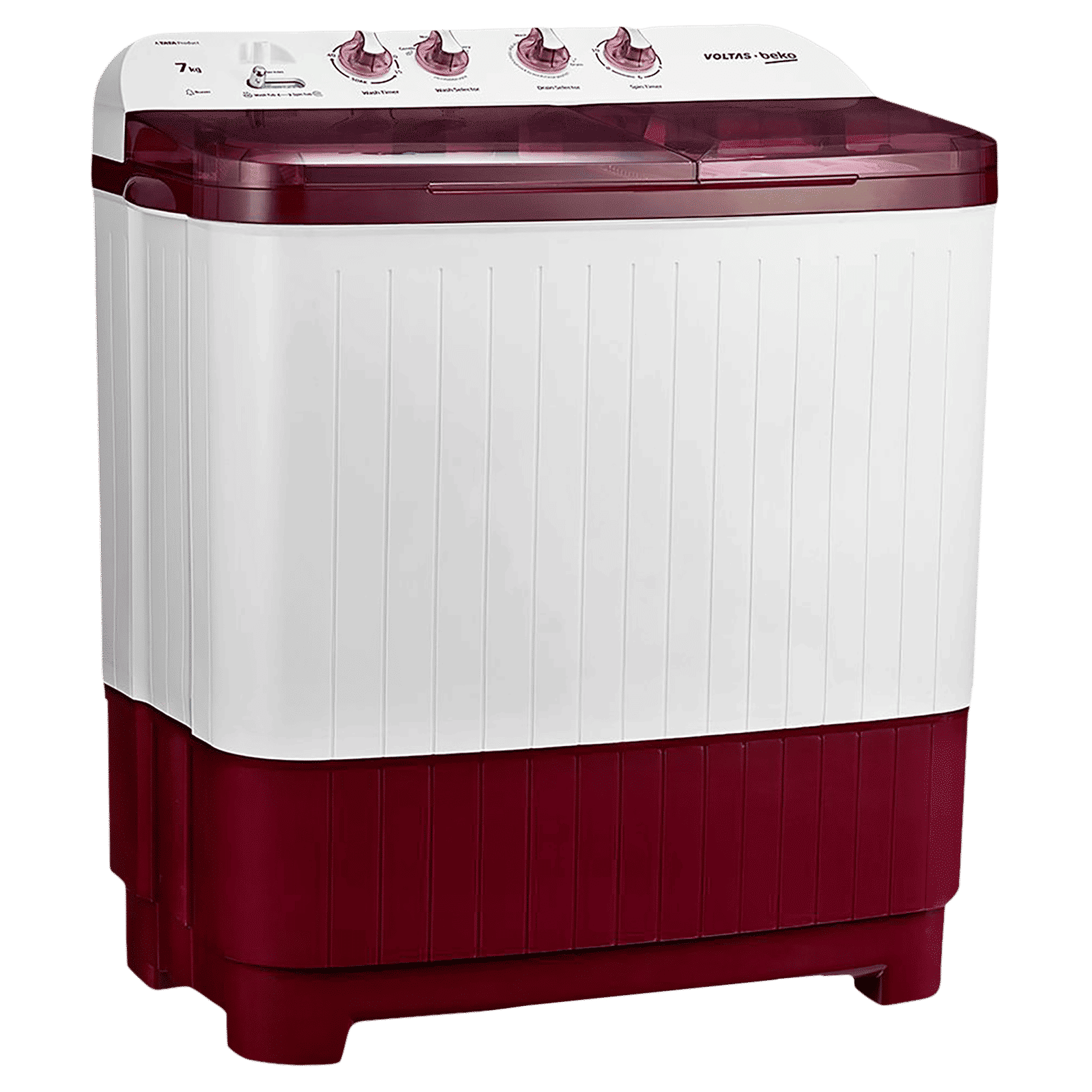 VOLTAS beko 7 kg 5 Star Semi Automatic Washing Machine with IPX4 Control Panel (WTT70DBRT, Burgundy)_5