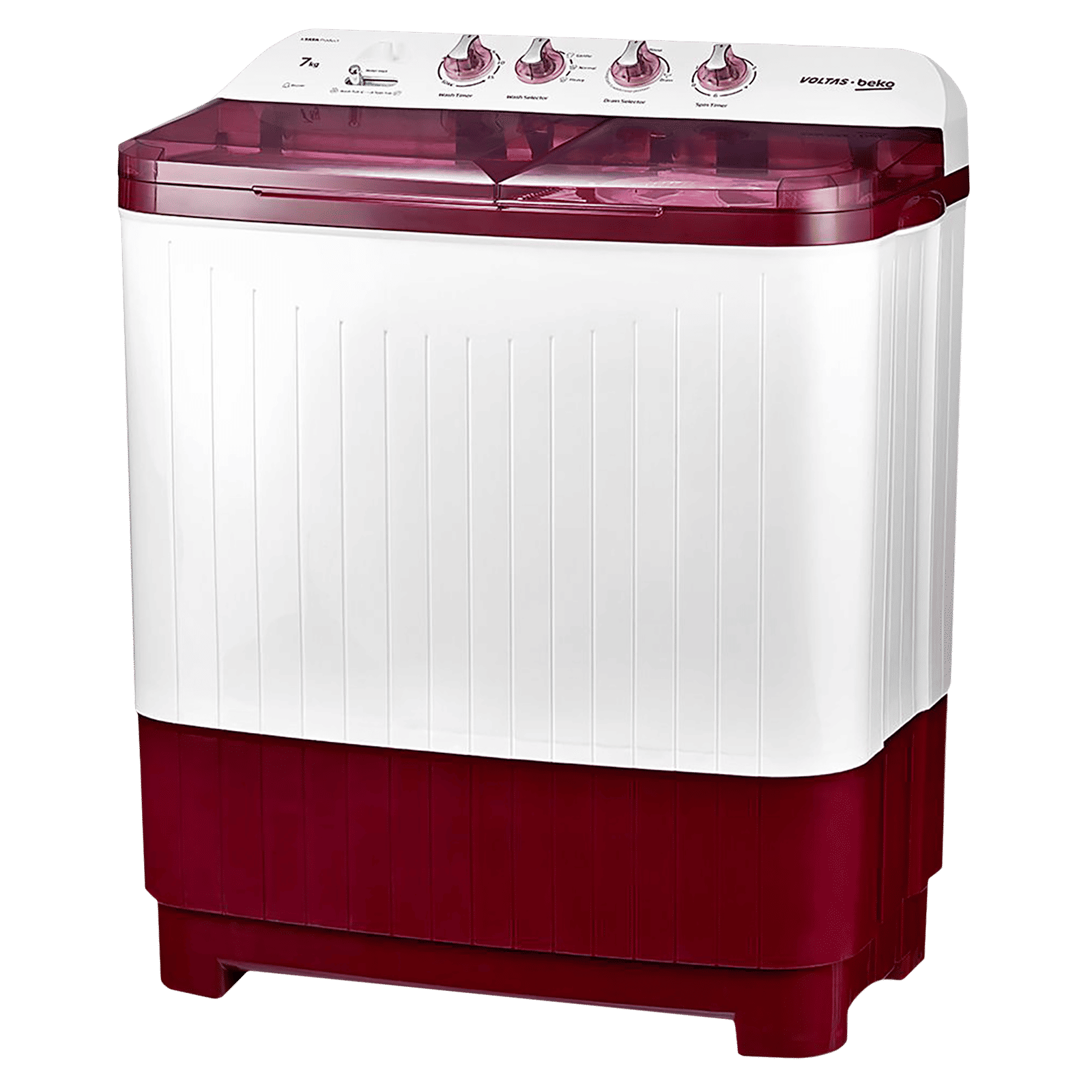 VOLTAS beko 7 kg 5 Star Semi Automatic Washing Machine with IPX4 Control Panel (WTT70DBRT, Burgundy)_6