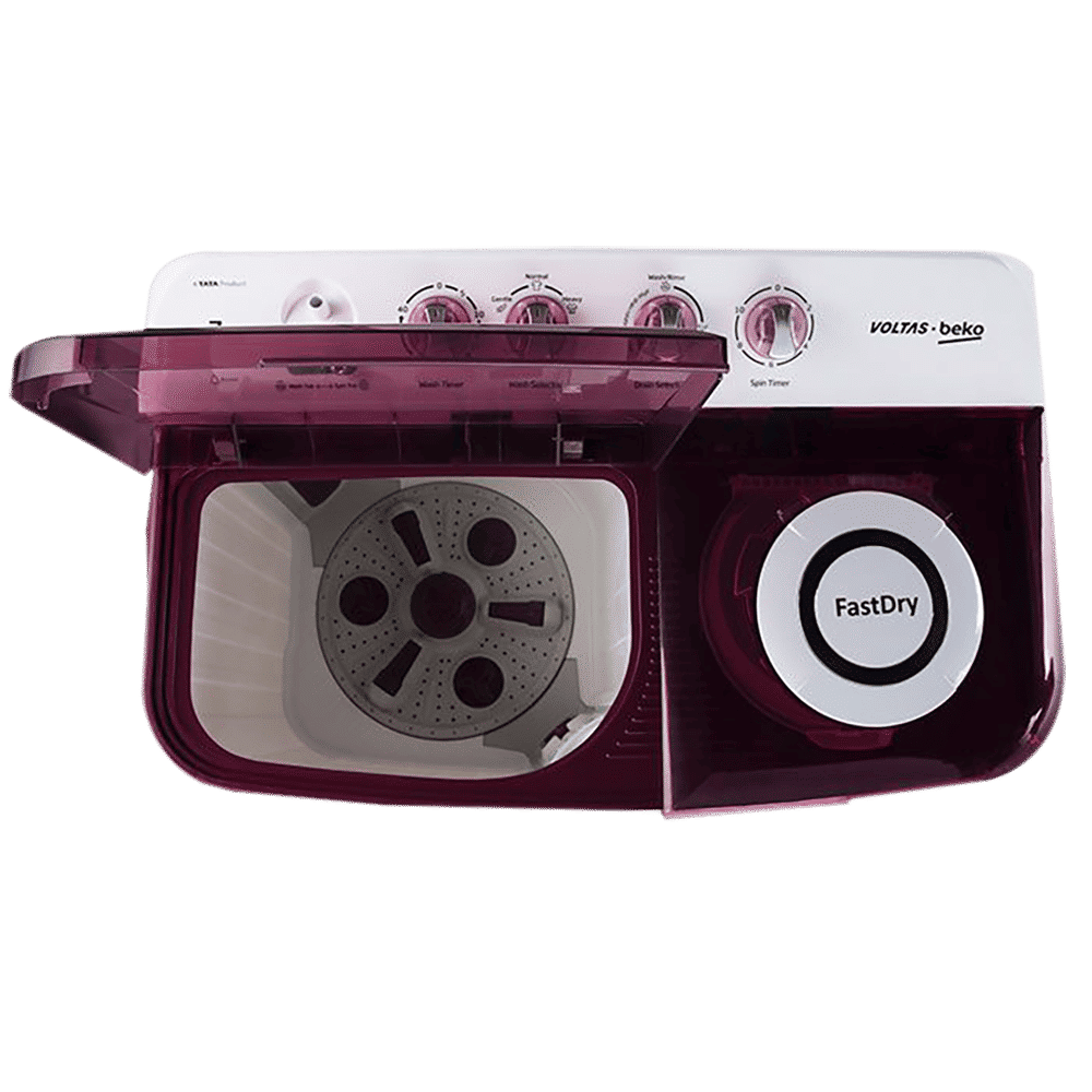 VOLTAS beko 7 kg 5 Star Semi Automatic Washing Machine with IPX4 Control Panel (WTT70DBRT, Burgundy)_7