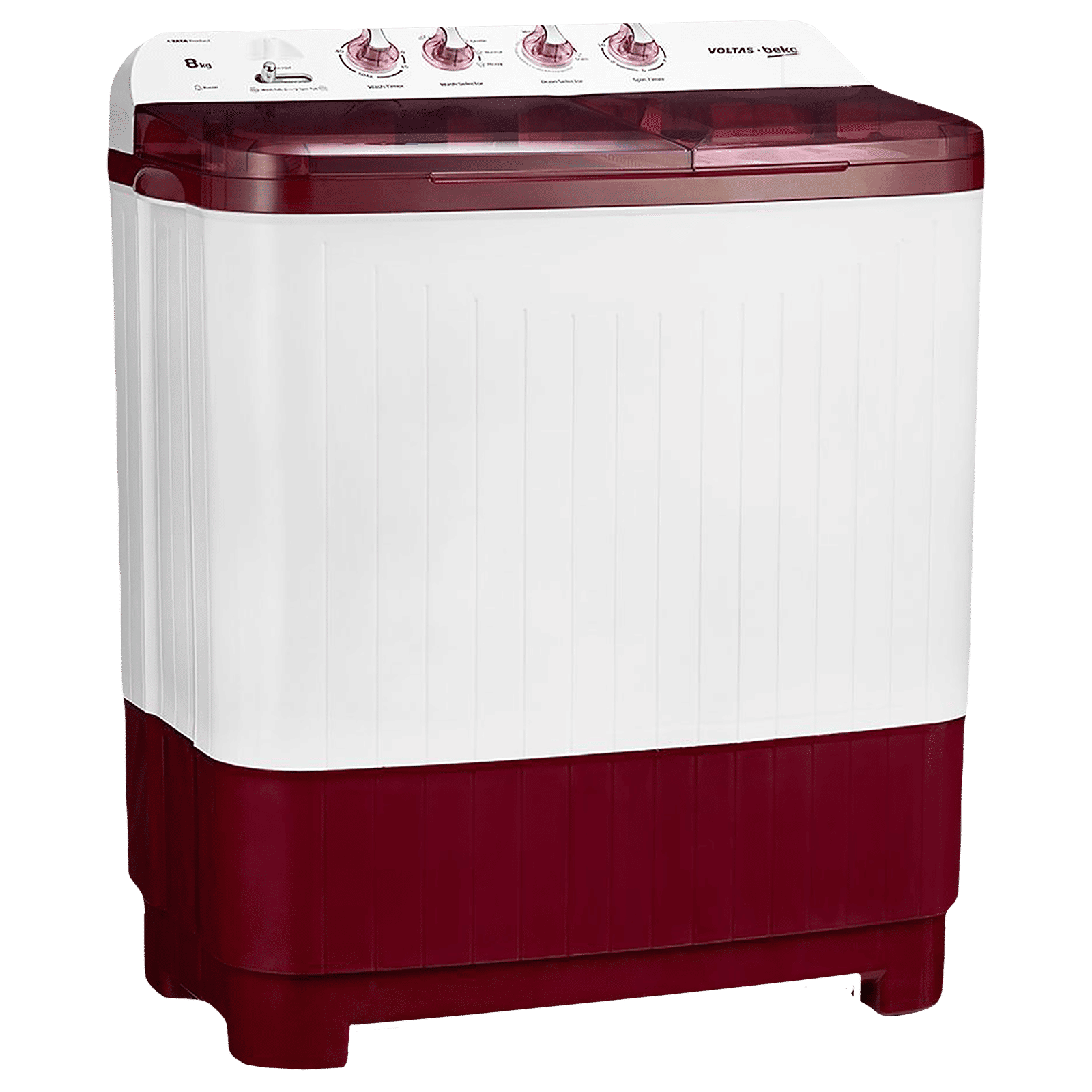 VOLTAS beko 8 kg 5 Star Semi Automatic Washing Machine with IPX4 Control Panel (WTT80DBRT, Burgundy) VOLTAS beko 8 kg 5 Star Semi Automatic Washing Machine with IPX4 Control Panel (WTT80DBRT, Burgundy)_5