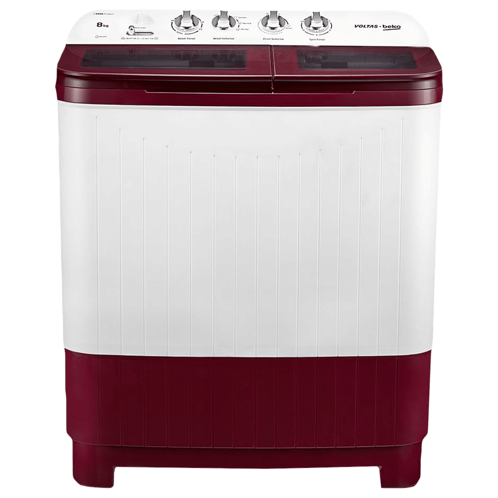 VOLTAS beko 8 kg 5 Star Semi Automatic Washing Machine with IPX4 Control Panel (WTT80DBRG, Burgundy) VOLTAS beko 8 kg 5 Star Semi Automatic Washing Machine with IPX4 Control Panel (WTT80DBRG, Burgundy)_1