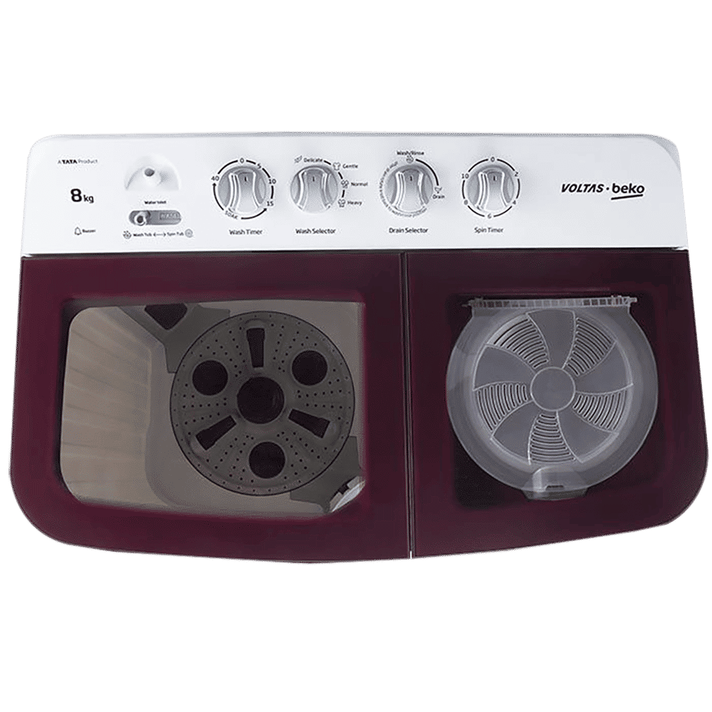 VOLTAS beko 8 kg 5 Star Semi Automatic Washing Machine with IPX4 Control Panel (WTT80DBRG, Burgundy) VOLTAS beko 8 kg 5 Star Semi Automatic Washing Machine with IPX4 Control Panel (WTT80DBRG, Burgundy)_8