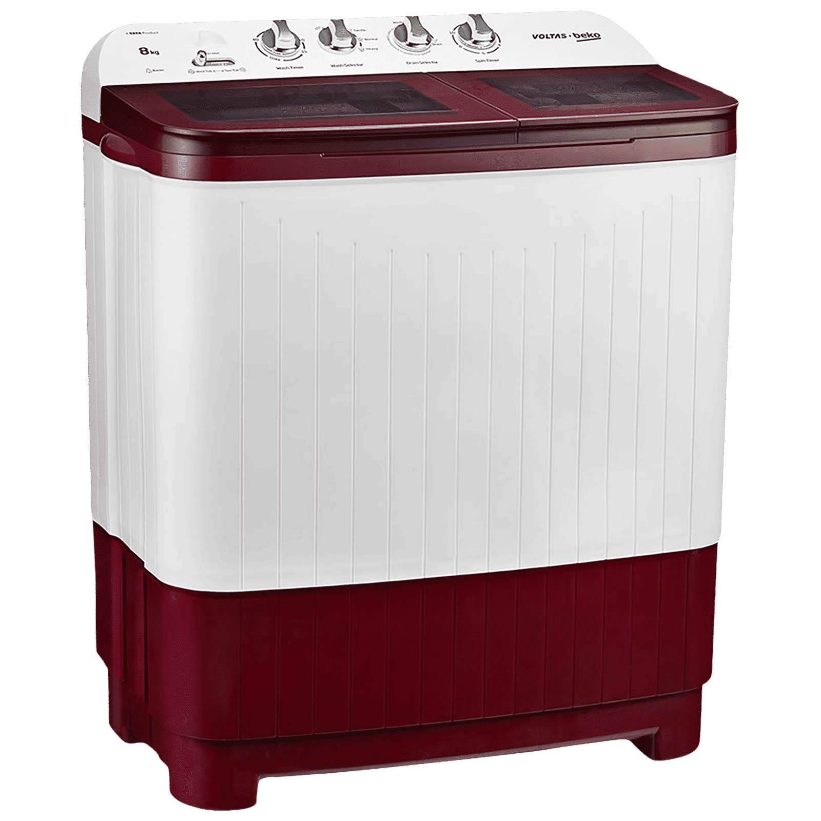 VOLTAS beko 8 kg 5 Star Semi Automatic Washing Machine with IPX4 Control Panel (WTT80DBRG, Burgundy) VOLTAS beko 8 kg 5 Star Semi Automatic Washing Machine with IPX4 Control Panel (WTT80DBRG, Burgundy)_5