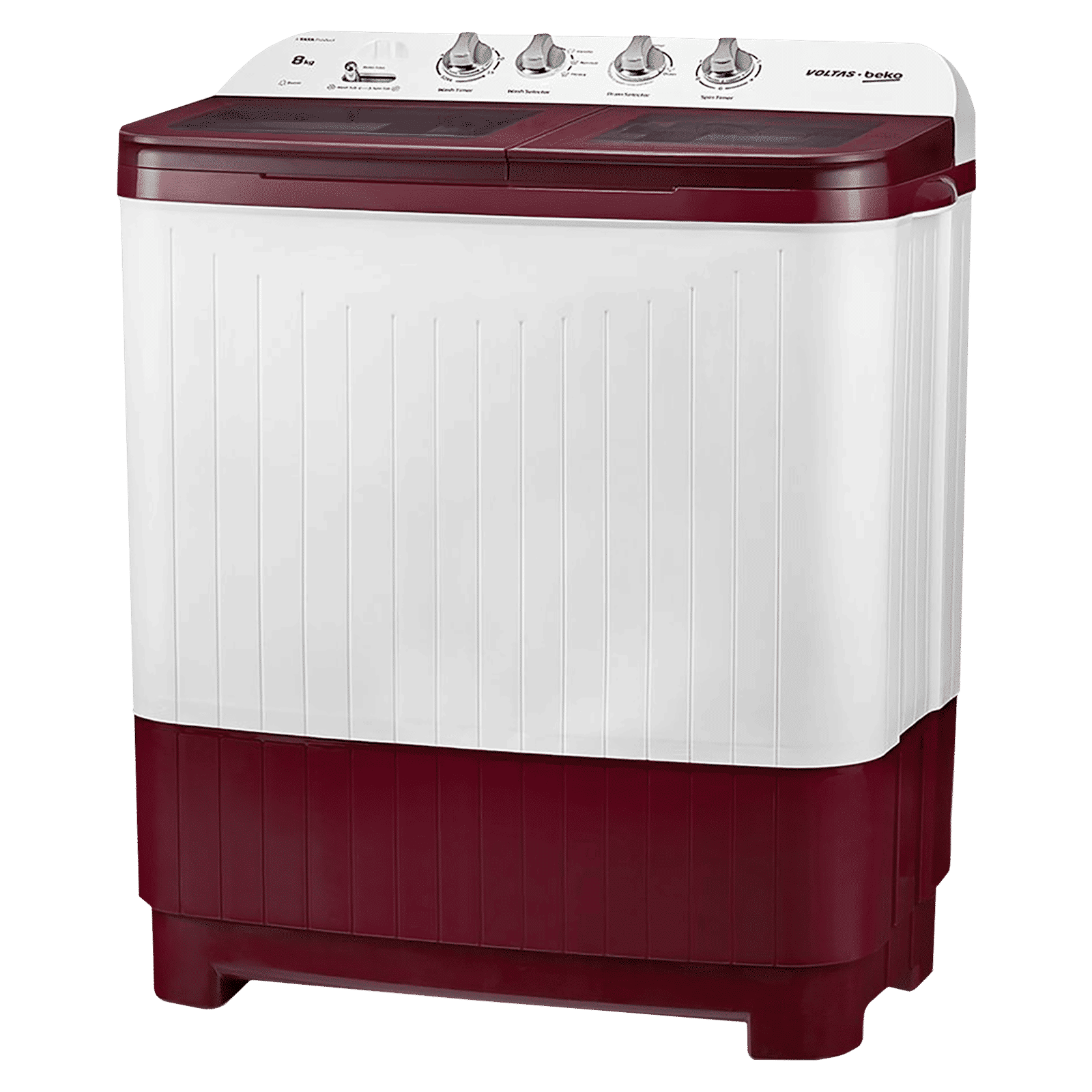 VOLTAS beko 8 kg 5 Star Semi Automatic Washing Machine with IPX4 Control Panel (WTT80DBRG, Burgundy) VOLTAS beko 8 kg 5 Star Semi Automatic Washing Machine with IPX4 Control Panel (WTT80DBRG, Burgundy)_6