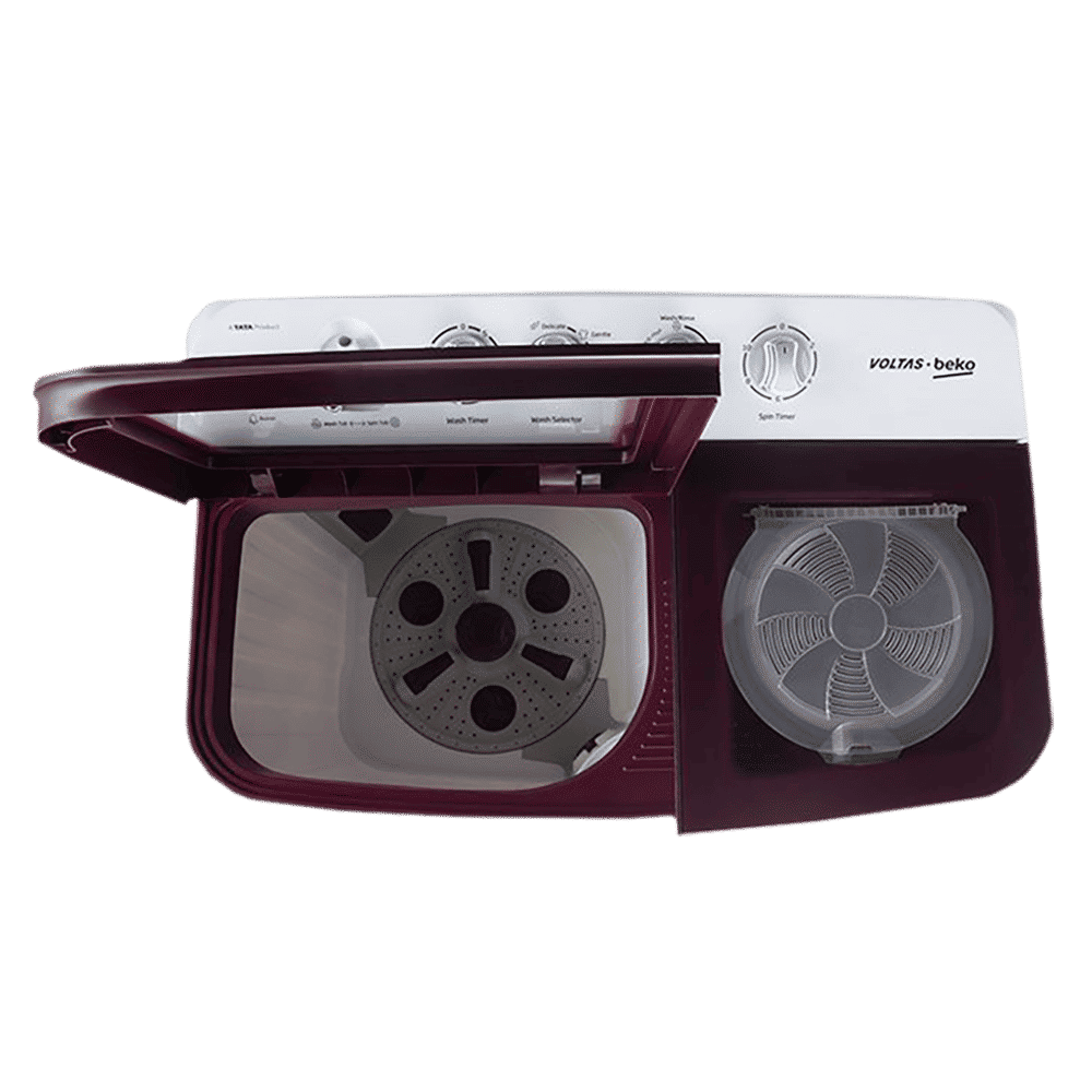 VOLTAS beko 8 kg 5 Star Semi Automatic Washing Machine with IPX4 Control Panel (WTT80DBRG, Burgundy) VOLTAS beko 8 kg 5 Star Semi Automatic Washing Machine with IPX4 Control Panel (WTT80DBRG, Burgundy)_7