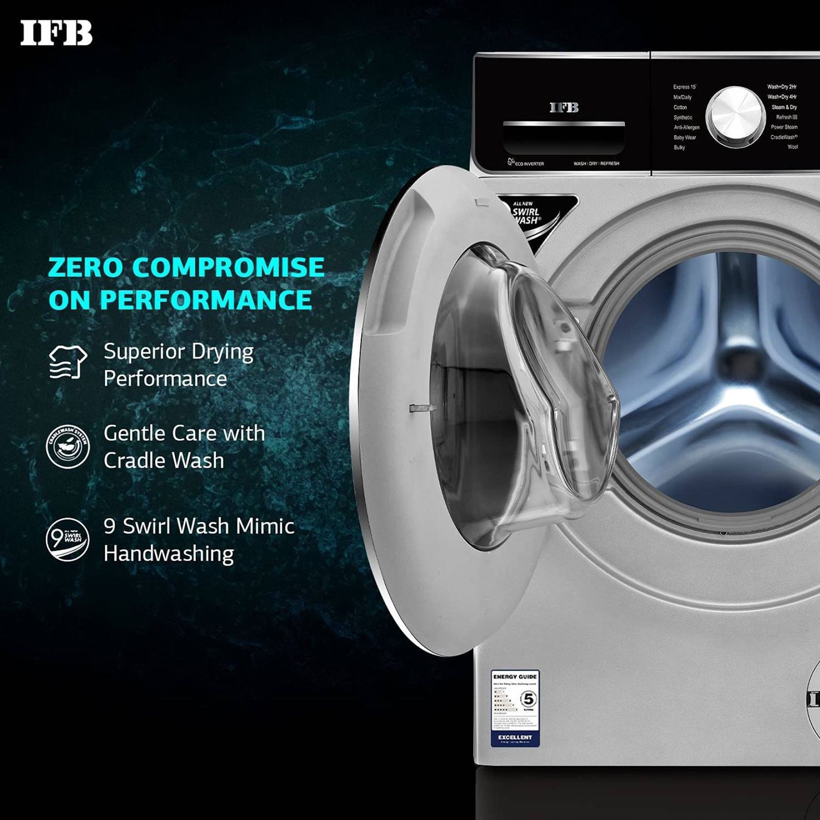 IFB 8.5/6.5 kg 5 Star Inverter Fully Automatic Front Load Washer Dryer (Executive ZXS, Power Steam Wash, Silver) IFB 8.5/6.5 kg 5 Star Inverter Fully Automatic Front Load Washer Dryer (Executive ZXS, Power Steam Wash, Silver)_15
