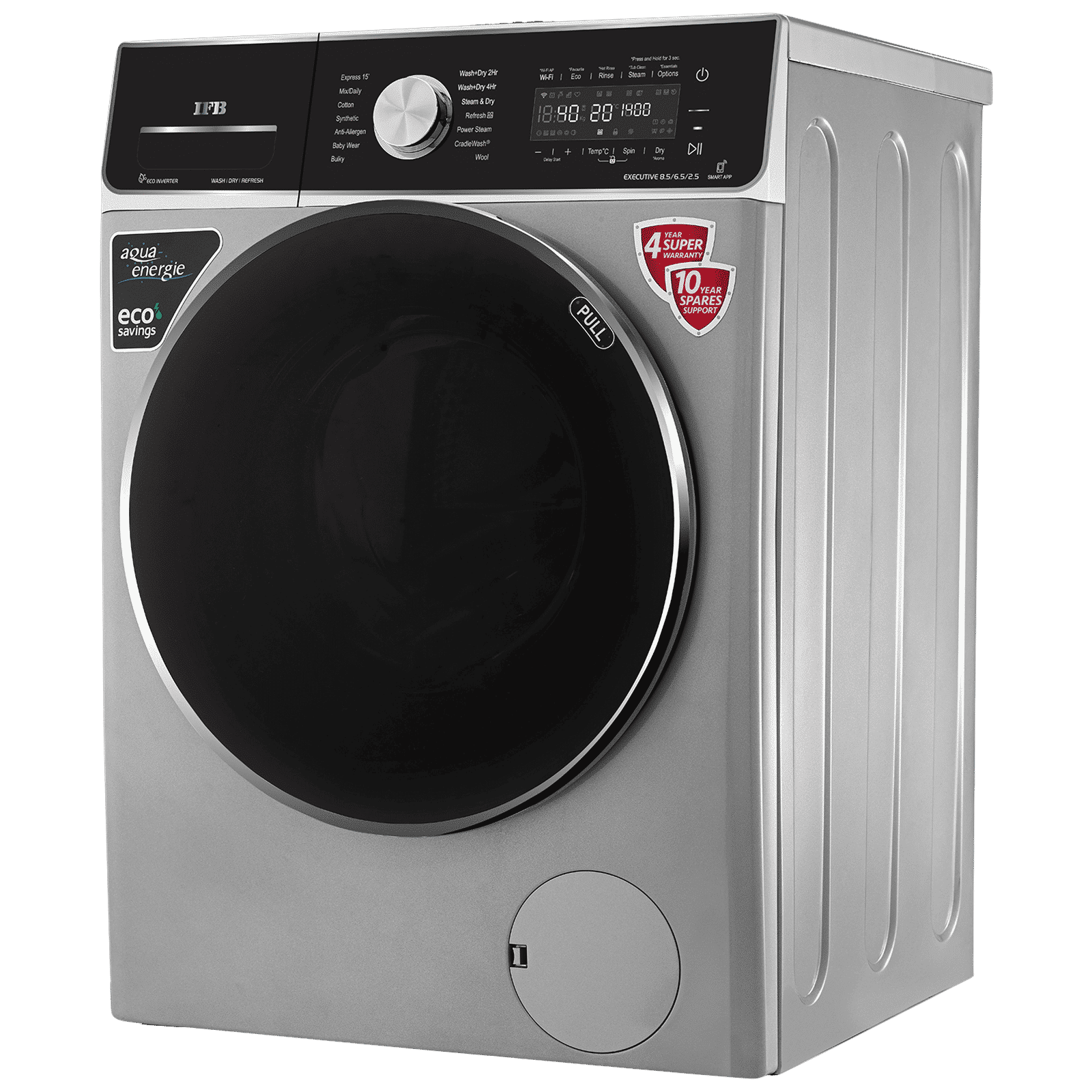 IFB 8.5/6.5 kg 5 Star Inverter Fully Automatic Front Load Washer Dryer (Executive ZXS, Power Steam Wash, Silver) IFB 8.5/6.5 kg 5 Star Inverter Fully Automatic Front Load Washer Dryer (Executive ZXS, Power Steam Wash, Silver)_6