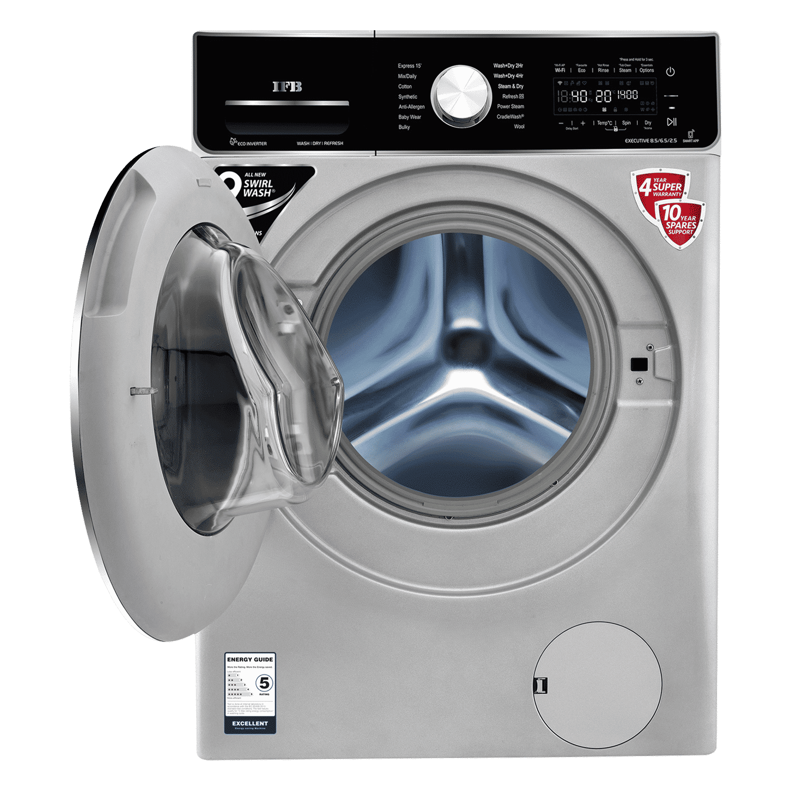 IFB 8.5/6.5 kg 5 Star Inverter Fully Automatic Front Load Washer Dryer (Executive ZXS, Power Steam Wash, Silver) IFB 8.5/6.5 kg 5 Star Inverter Fully Automatic Front Load Washer Dryer (Executive ZXS, Power Steam Wash, Silver)_7