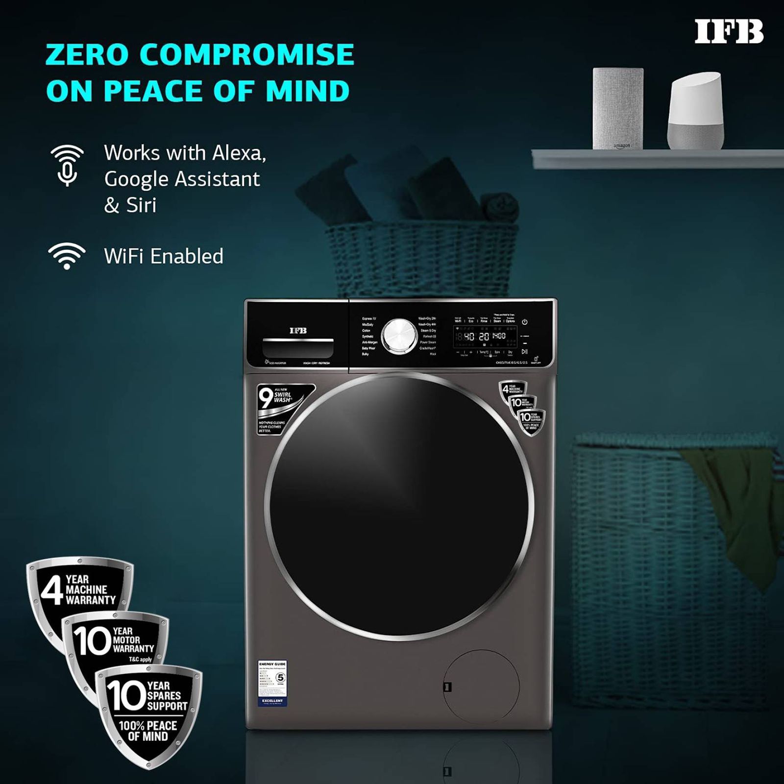 IFB 8.5/6.5 kg 5 Star Inverter Fully Automatic Front Load Washer Dryer (Executive ZXM, Power Steam Wash, Mocha) IFB 8.5/6.5 kg 5 Star Inverter Fully Automatic Front Load Washer Dryer (Executive ZXM, Power Steam Wash, Mocha)_19