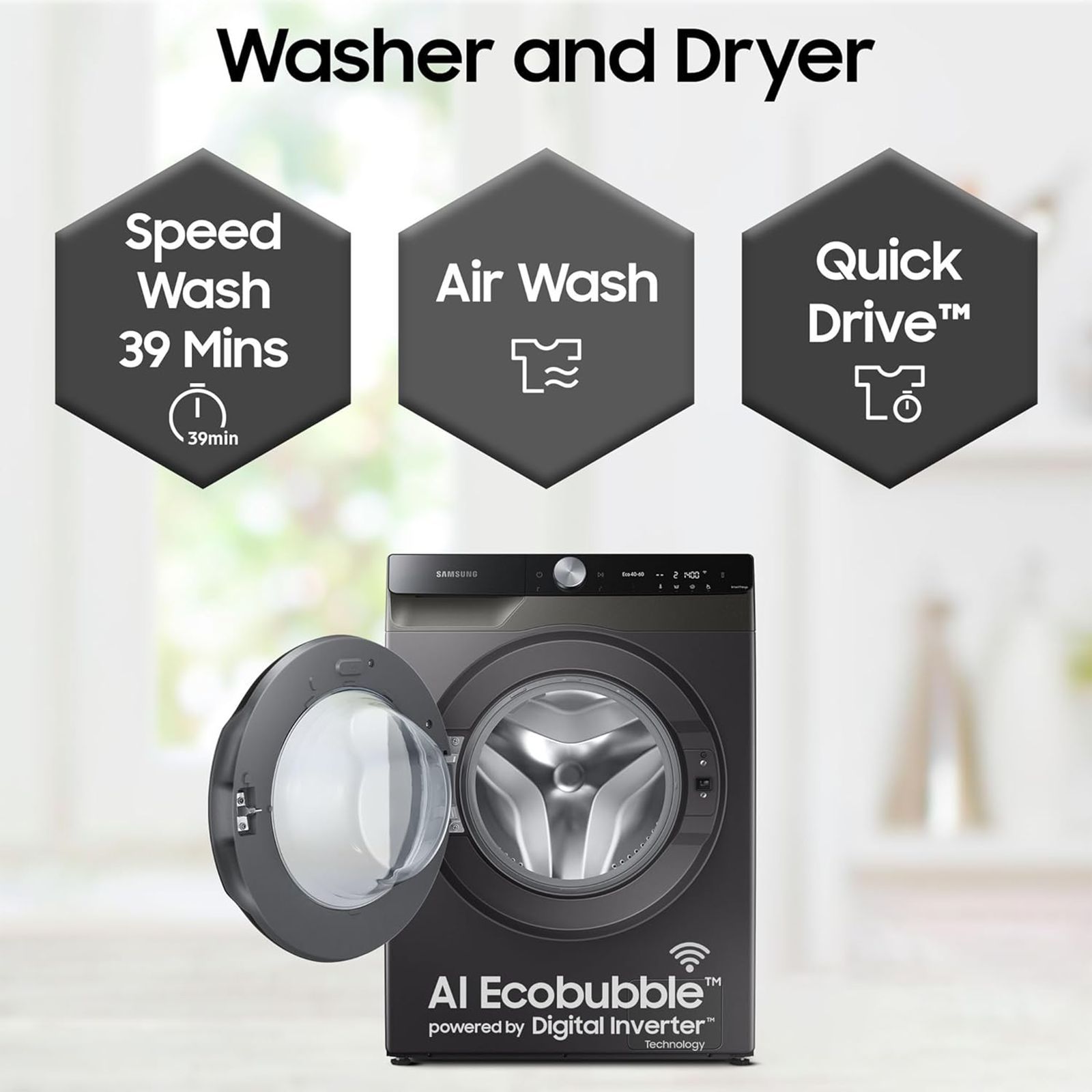 SAMSUNG 10.5/7 kg Inverter Fully Automatic Front Load Washer Dryer (WD10T704DBX/TL, AI Control Display, Inox) SAMSUNG 10.5/7 kg Inverter Fully Automatic Front Load Washer Dryer (WD10T704DBX/TL, AI Control Display, Inox)_15