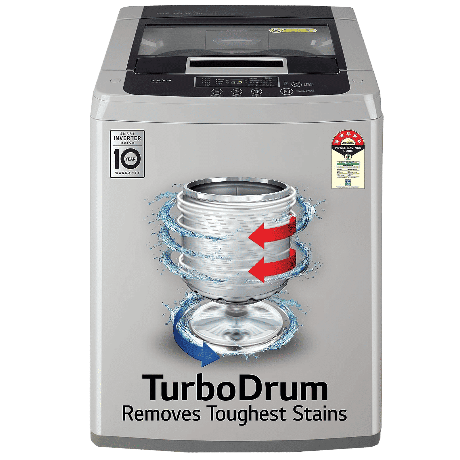 LG 7.5 kg 5 Star Inverter Fully Automatic Top Load Washing Machine (T75SKSF1Z.ASFQEIL, TurboDrum, Middle Free Silver) LG 7.5 kg 5 Star Inverter Fully Automatic Top Load Washing Machine (T75SKSF1Z.ASFQEIL, TurboDrum, Middle Free Silver)_1
