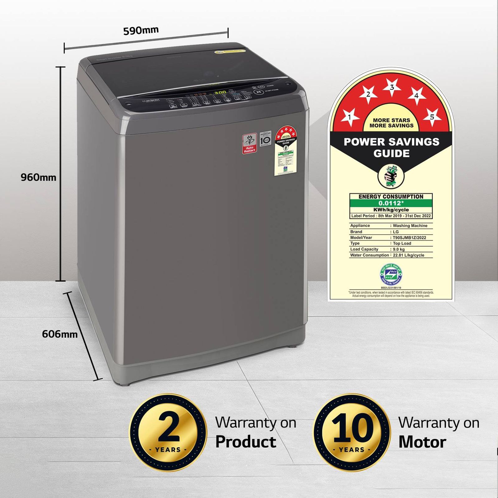 LG 9 kg 5 Star Inverter Fully Automatic Top Load Washing Machine (T90SJMB1Z.ABMQEIL, Smart Inverter Technology, Middle Black)_16