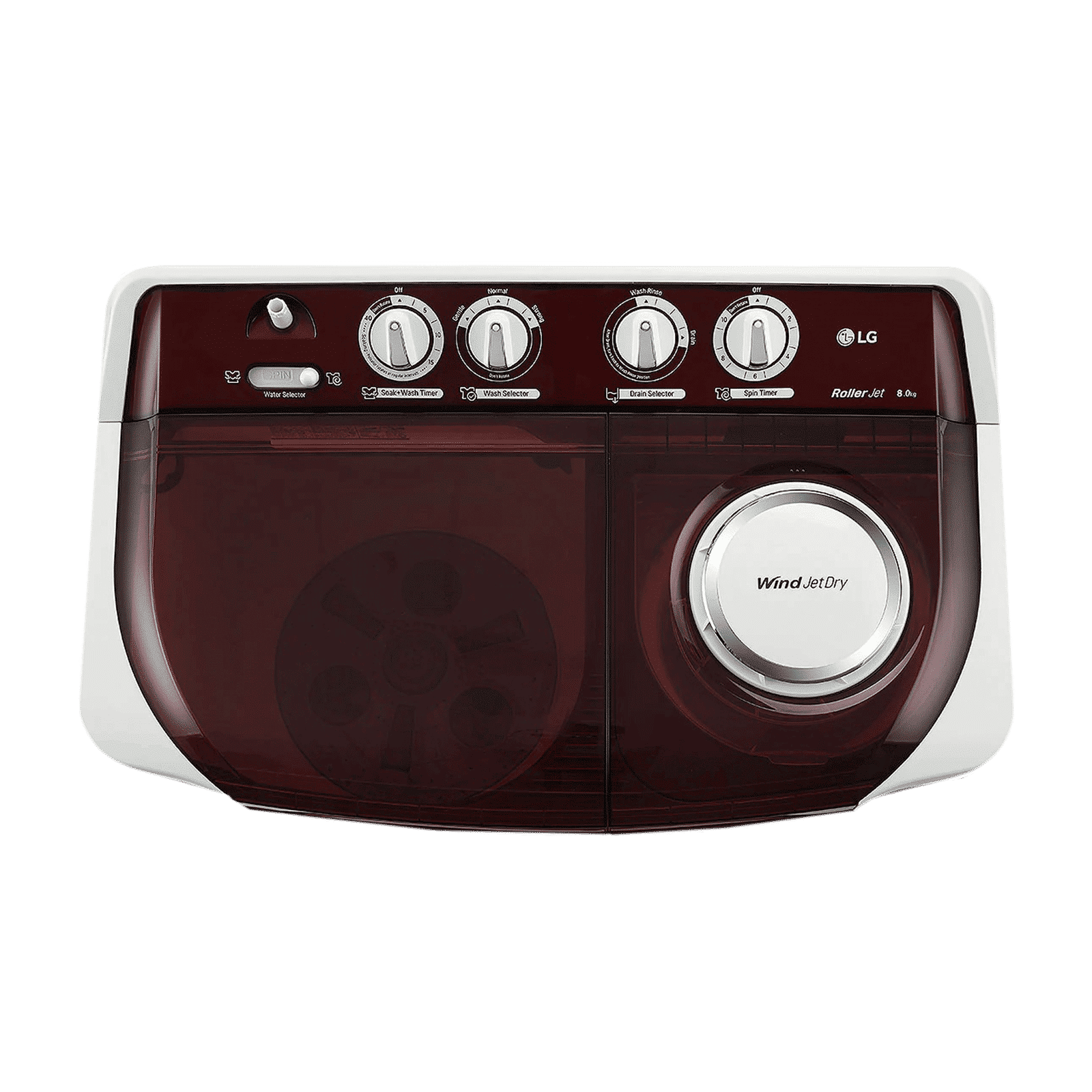 LG 8 kg 5 Star Semi Automatic Washing Machine with Lint Filter (P8035SRAZ.ABGQEIL, Burgundy)_4