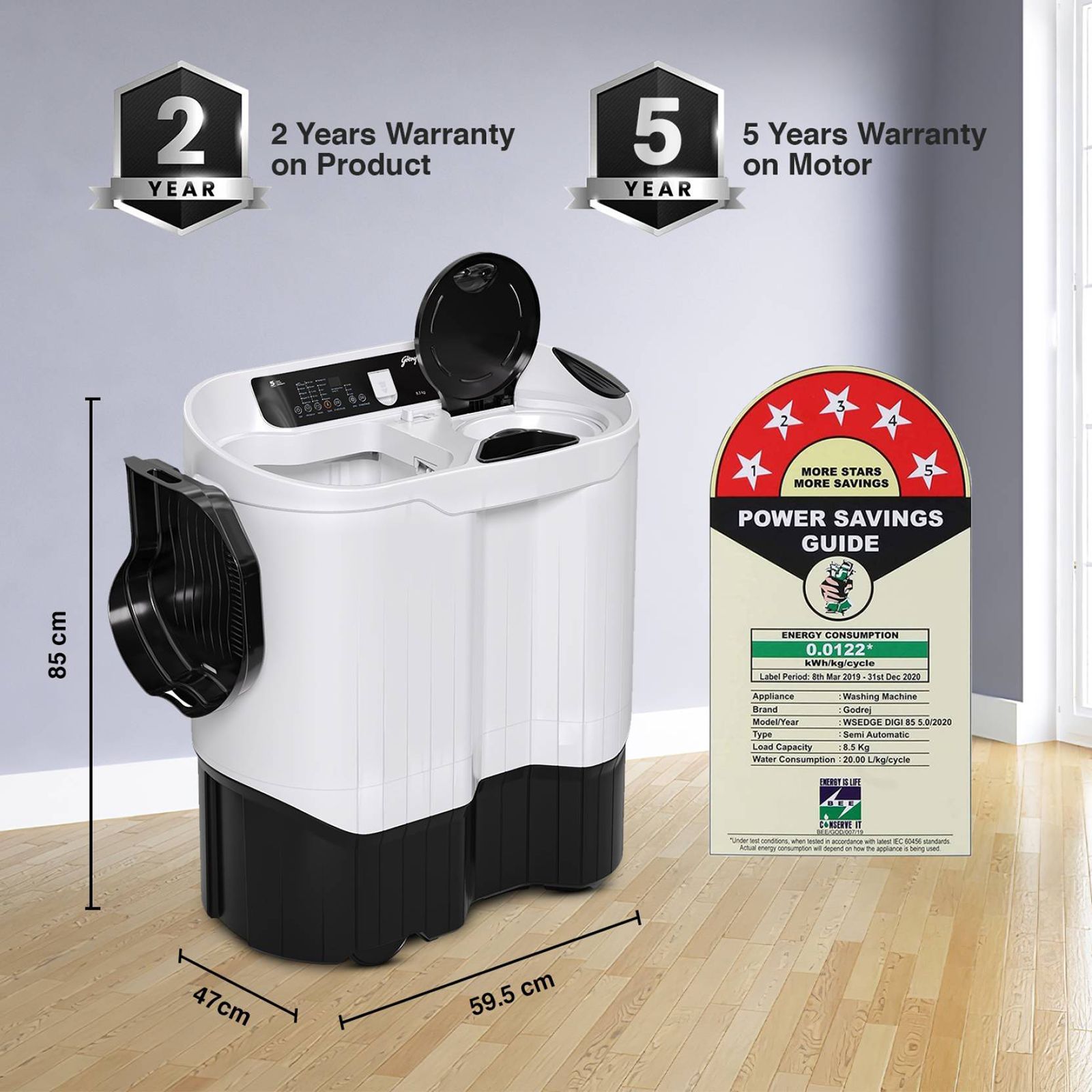 Godrej 8.5 kg 5 Star Semi Automatic Washing Machine with In-Built Heater (Edge Digi, WS EDGE DIGI 85 5.0 PB2 M GPGR, Graphite Grey) Godrej 8.5 kg 5 Star Semi Automatic Washing Machine with In-Built Heater (Edge Digi, WS EDGE DIGI 85 5.0 PB2 M GPGR, Graphite Grey)_16