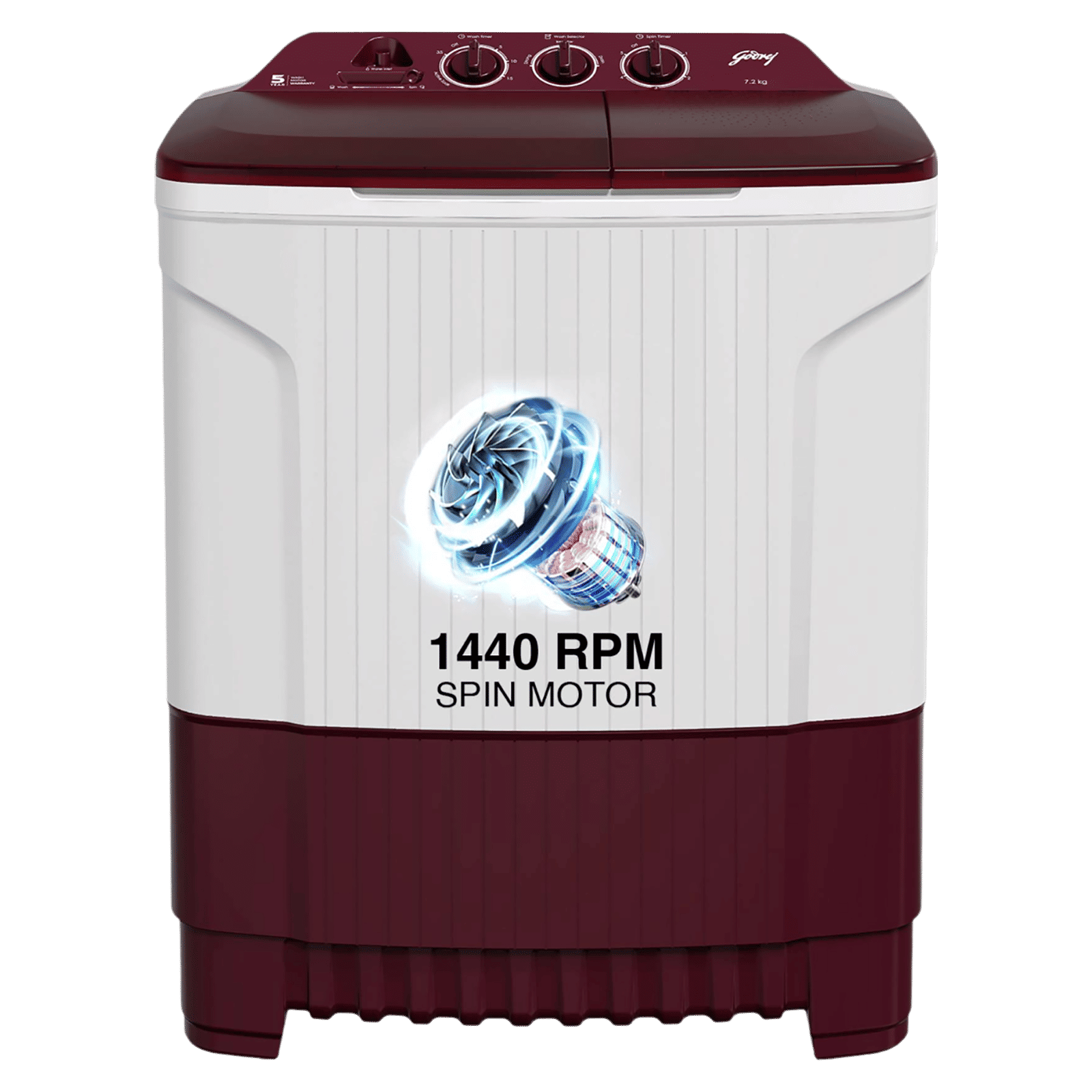 Godrej 7.2 kg 5 Star Semi Automatic Washing Machine with Magic Filter (Edge, WS EDGE CLS 7.2 WN, Wine Red)_1