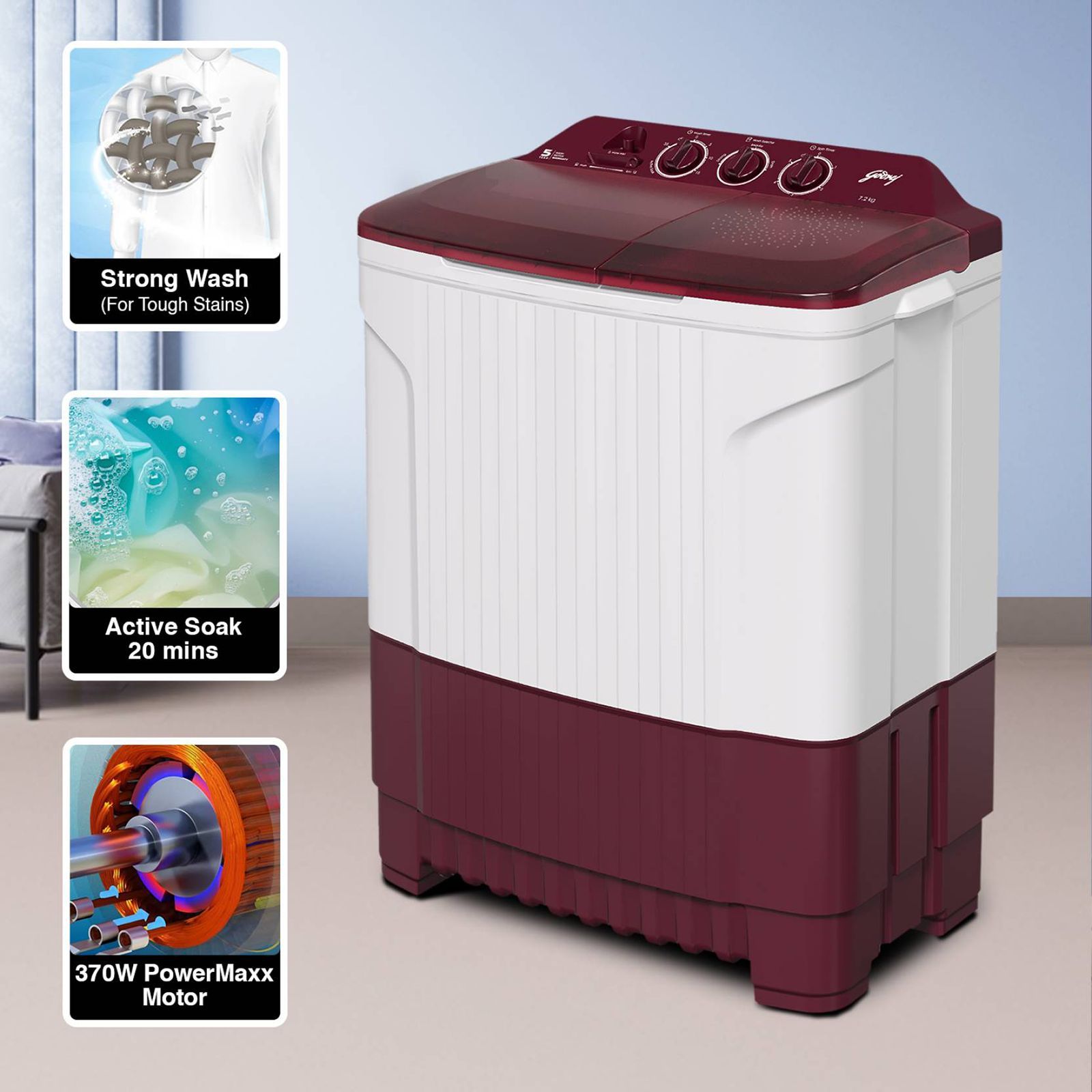 Godrej 7.2 kg 5 Star Semi Automatic Washing Machine with Magic Filter (Edge, WS EDGE CLS 7.2 WN, Wine Red)_12