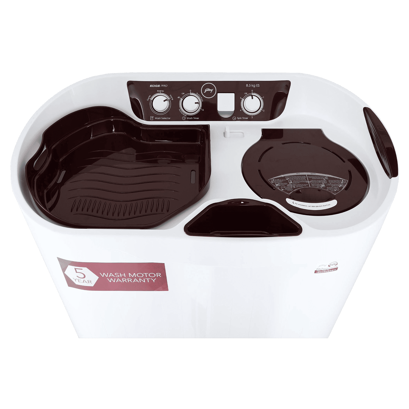 Godrej 8.5 kg 5 Star Semi Automatic Washing Machine with Spin Shower (Edge Pro, WS EDGEPRO 850 ES, Wine Red)_10