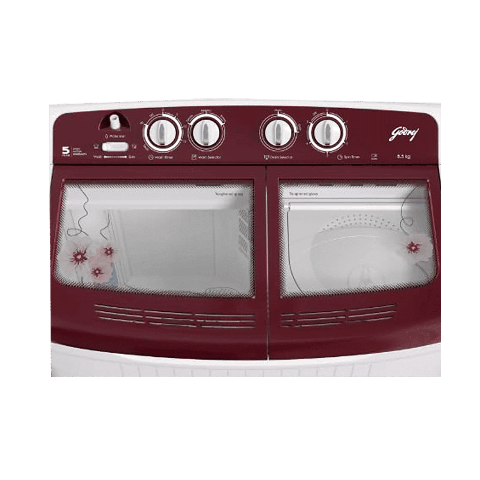 Godrej 8.5 kg 5 Star Semi Automatic Washing Machine with Spin Shower (Edge, WS EDGE 8.5 WNRD TB3 M, Wine Red) Godrej 8.5 kg 5 Star Semi Automatic Washing Machine with Spin Shower (Edge, WS EDGE 8.5 WNRD TB3 M, Wine Red)_4