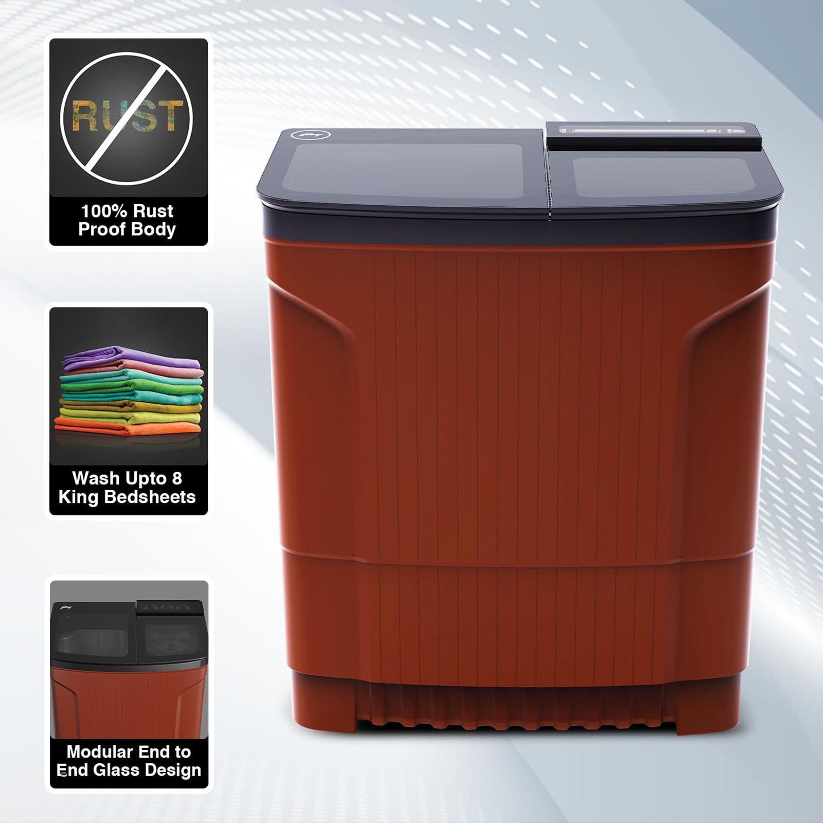 Godrej 8 kg 5 Star Semi Automatic Washing Machine with PowerMax Wash Motor (Edge Ultima, WS EDGE ULT 80 5.0 DB2M CSRD, Crystal Red) Godrej 8 kg 5 Star Semi Automatic Washing Machine with PowerMax Wash Motor (Edge Ultima, WS EDGE ULT 80 5.0 DB2M CSRD, Crystal Red)_10