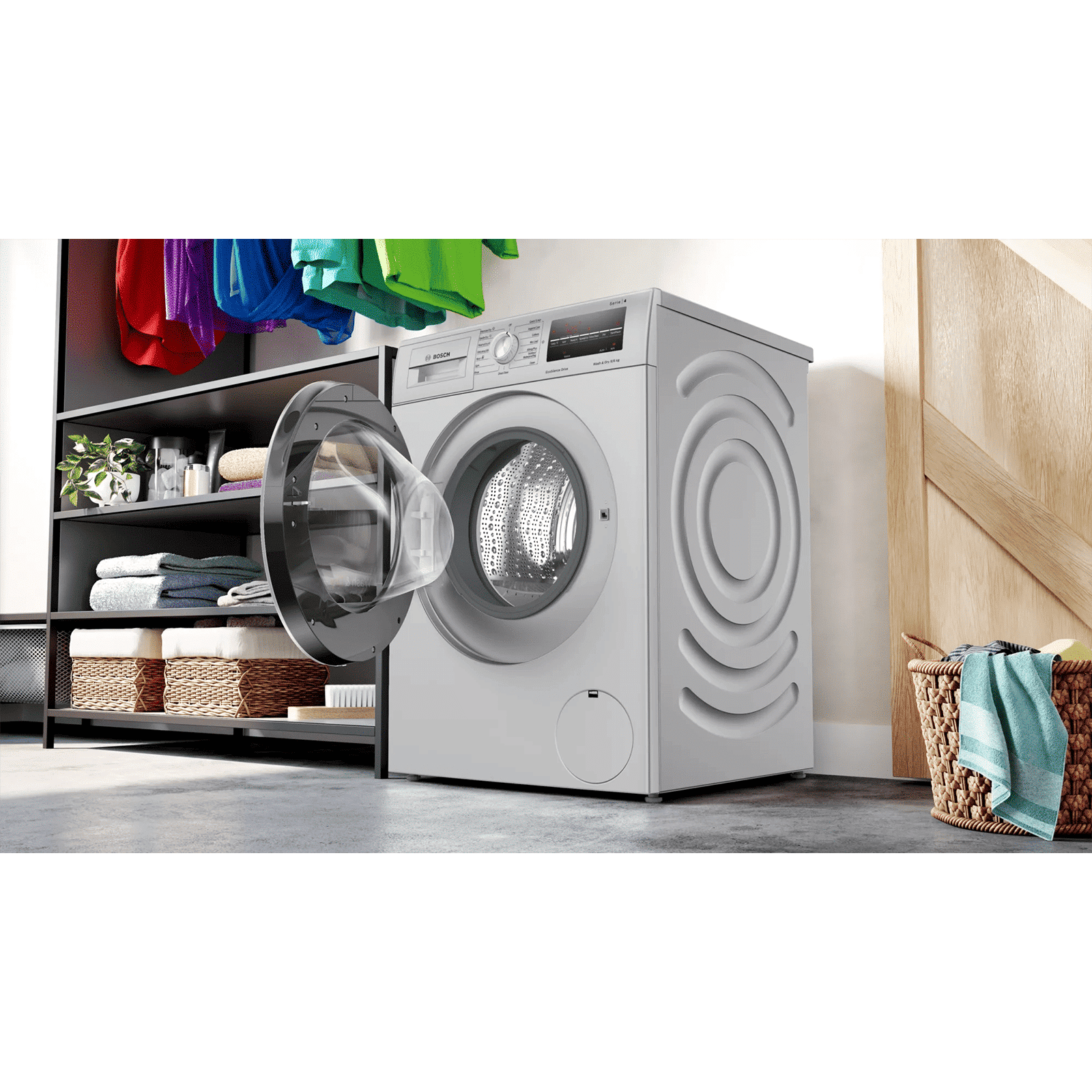 BOSCH 9/6 kg 5 Star Inverter Fully Automatic Front Load Washer Dryer (Series 4, WNA14408IN, Anti-Vibration Side Panel, Silver)_10