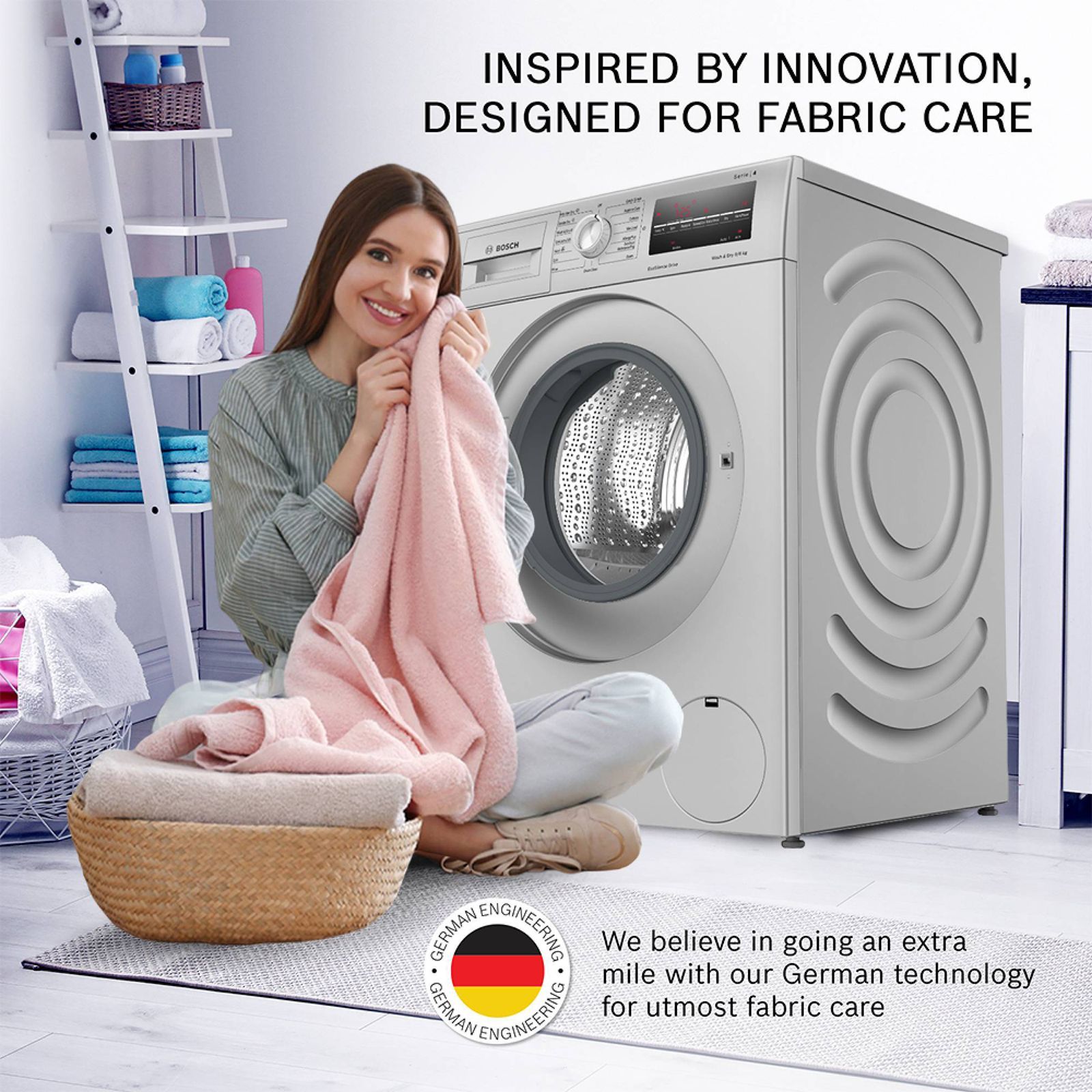 BOSCH 9/6 kg 5 Star Inverter Fully Automatic Front Load Washer Dryer (Series 4, WNA14408IN, Anti-Vibration Side Panel, Silver)_11
